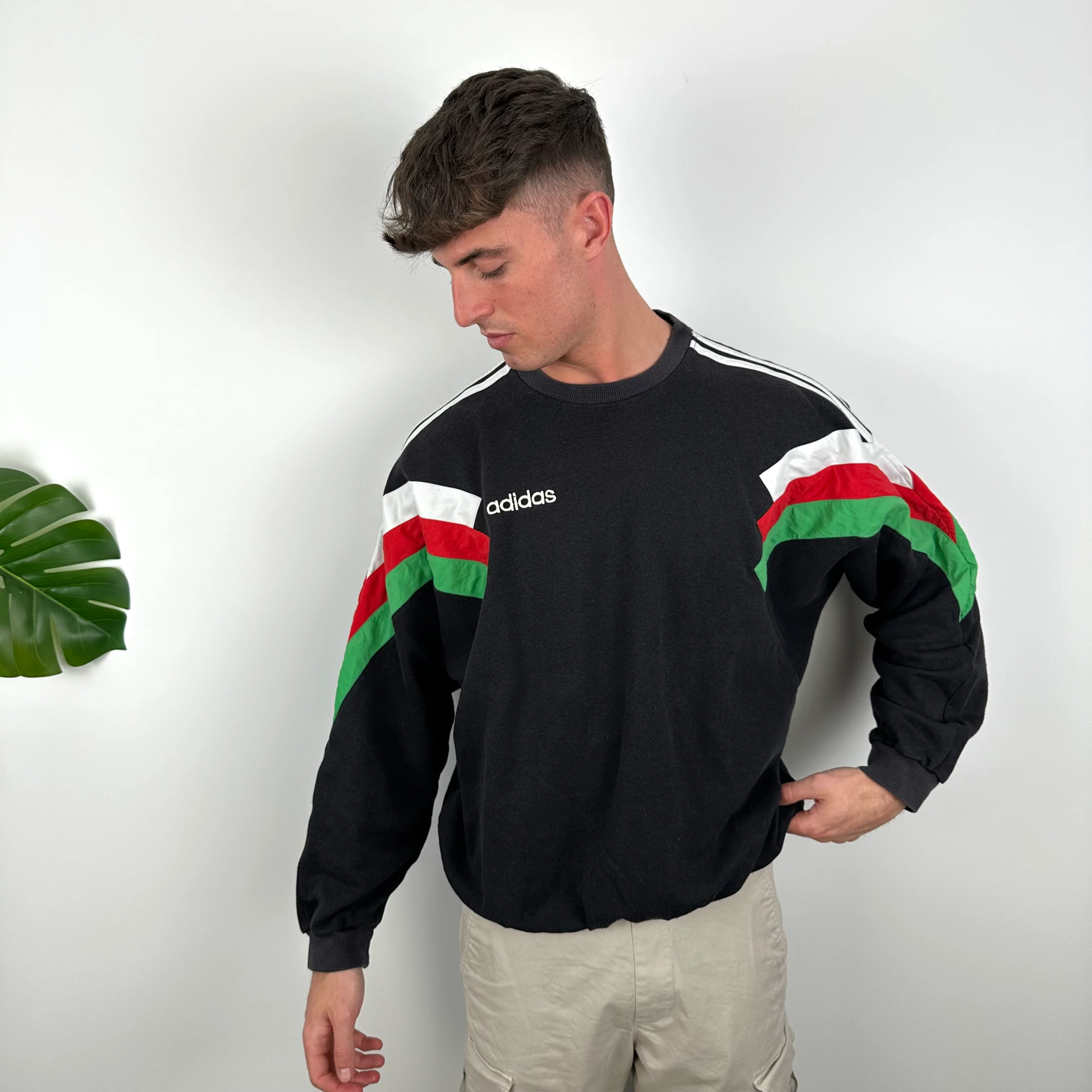 Adidas RARE Black Embroidered Spell Out Sweatshirt (M) - Image 2