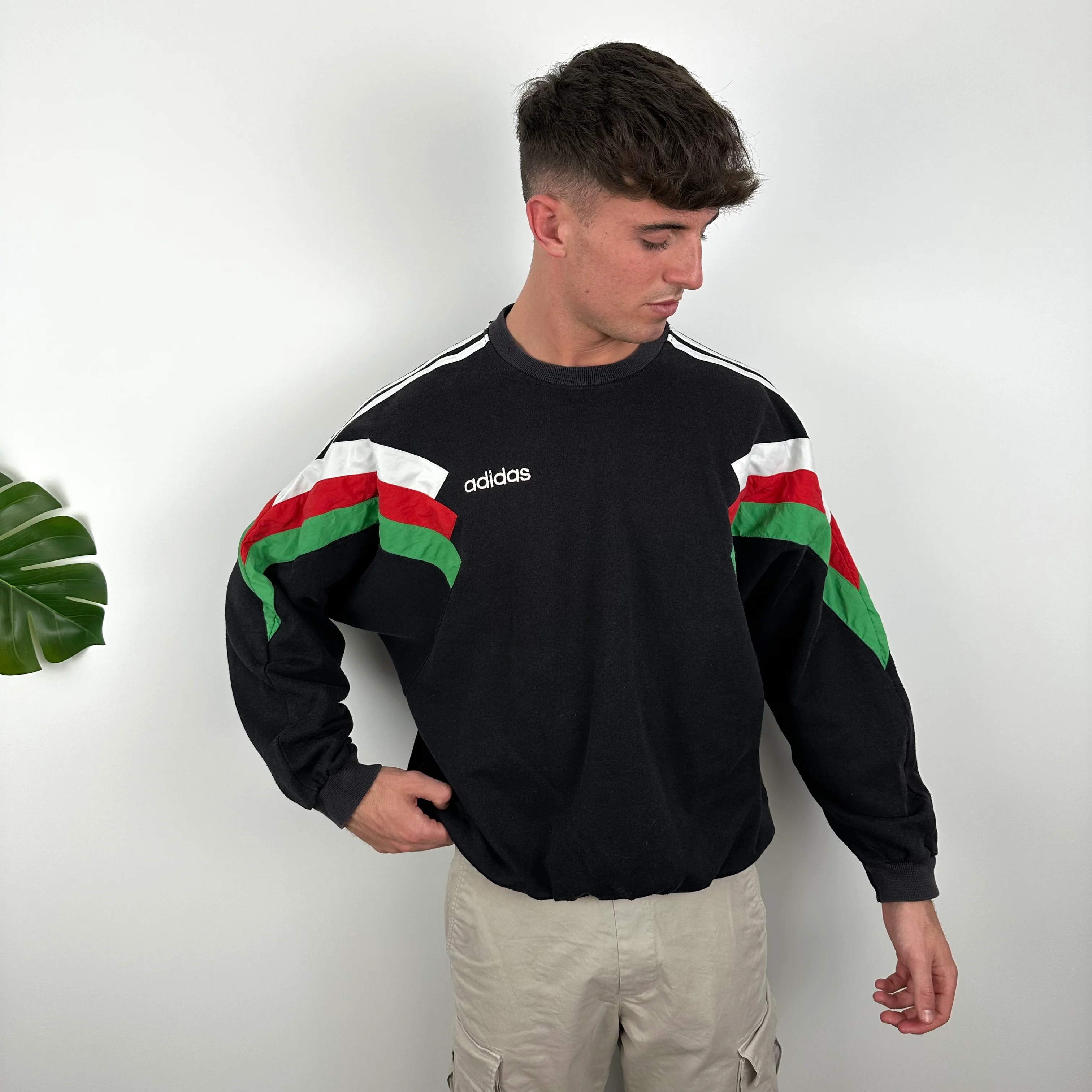 Adidas RARE Black Embroidered Spell Out Sweatshirt (M) - Image 4