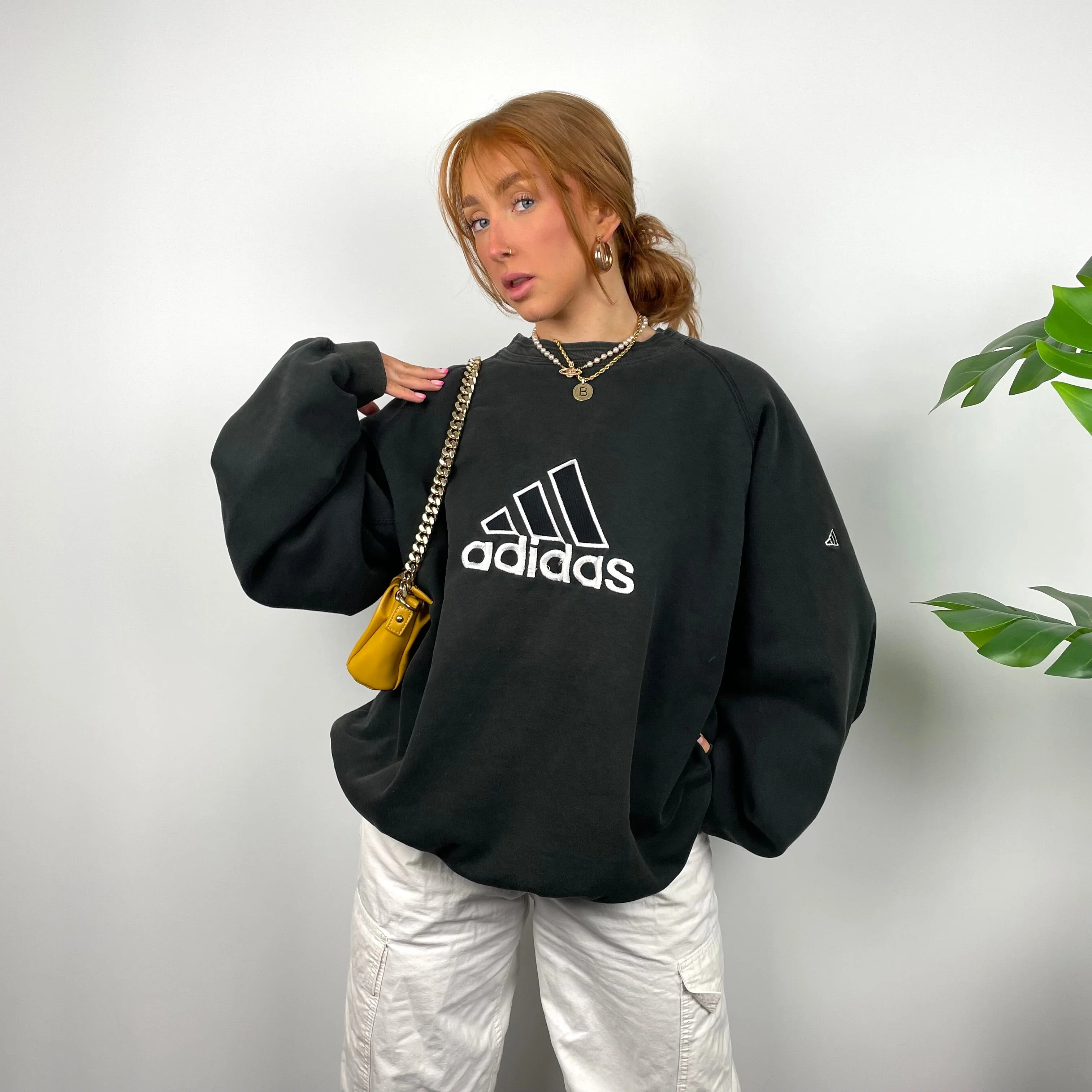 Adidas RARE Black Embroidered Spell Out Sweatshirt (L) - Image 6