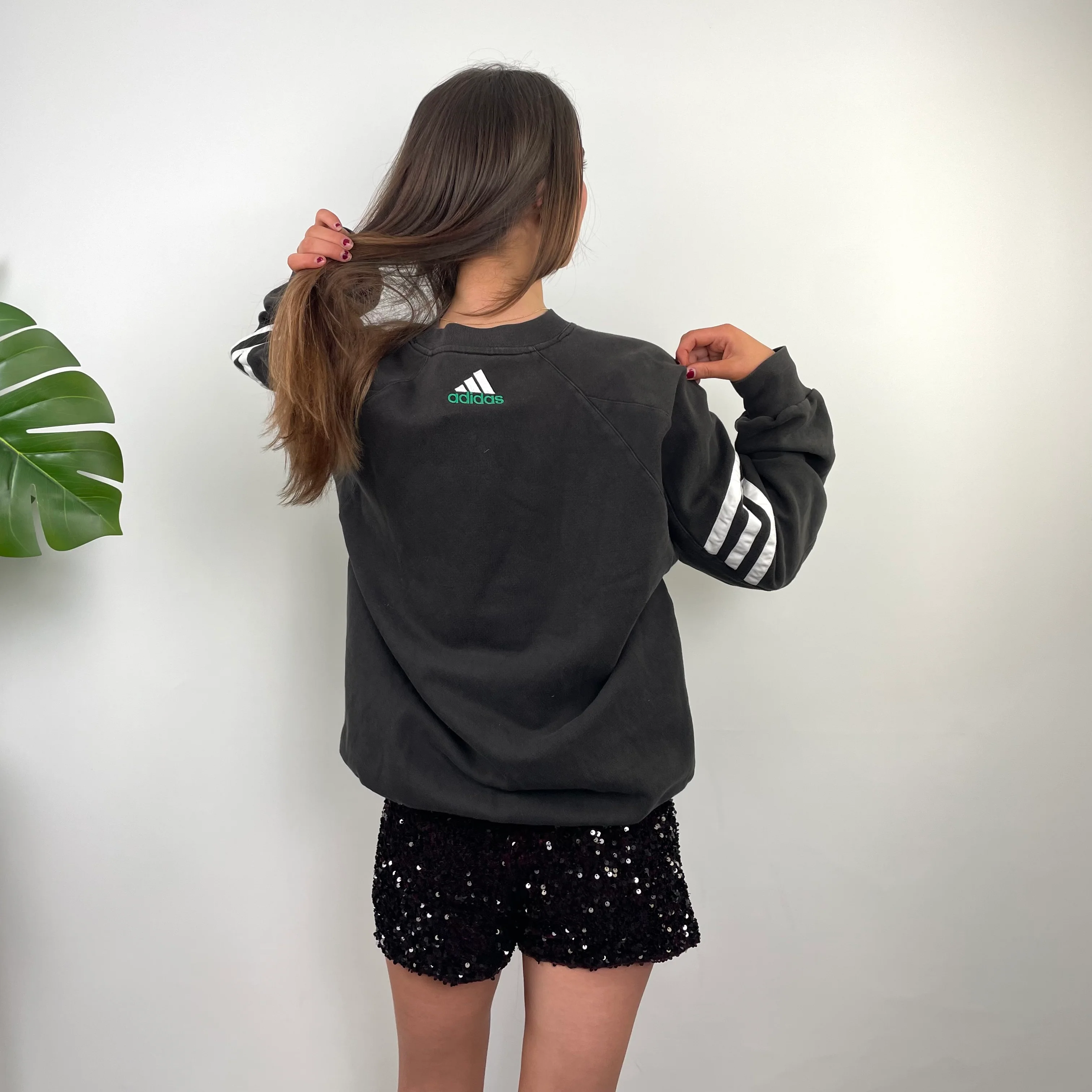 Adidas RARE Black Embroidered Spell Out Sweatshirt (L) - Image 4