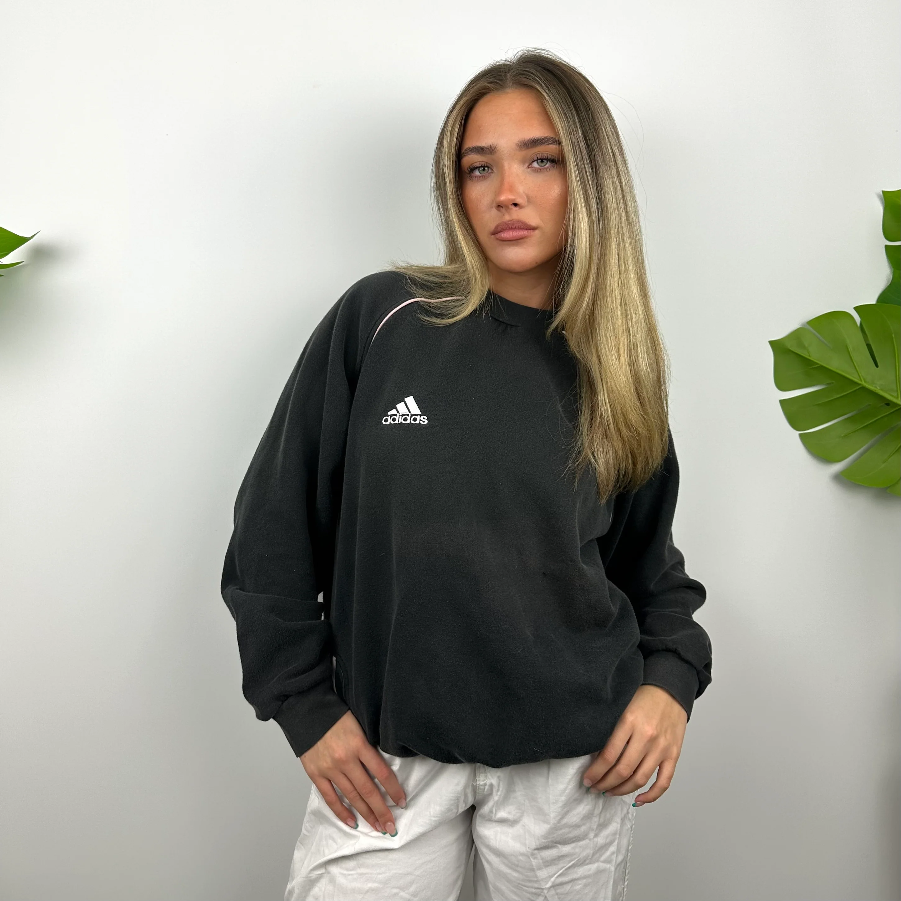 Adidas Black Embroidered Spell Out Sweatshirt (M) - Image 2