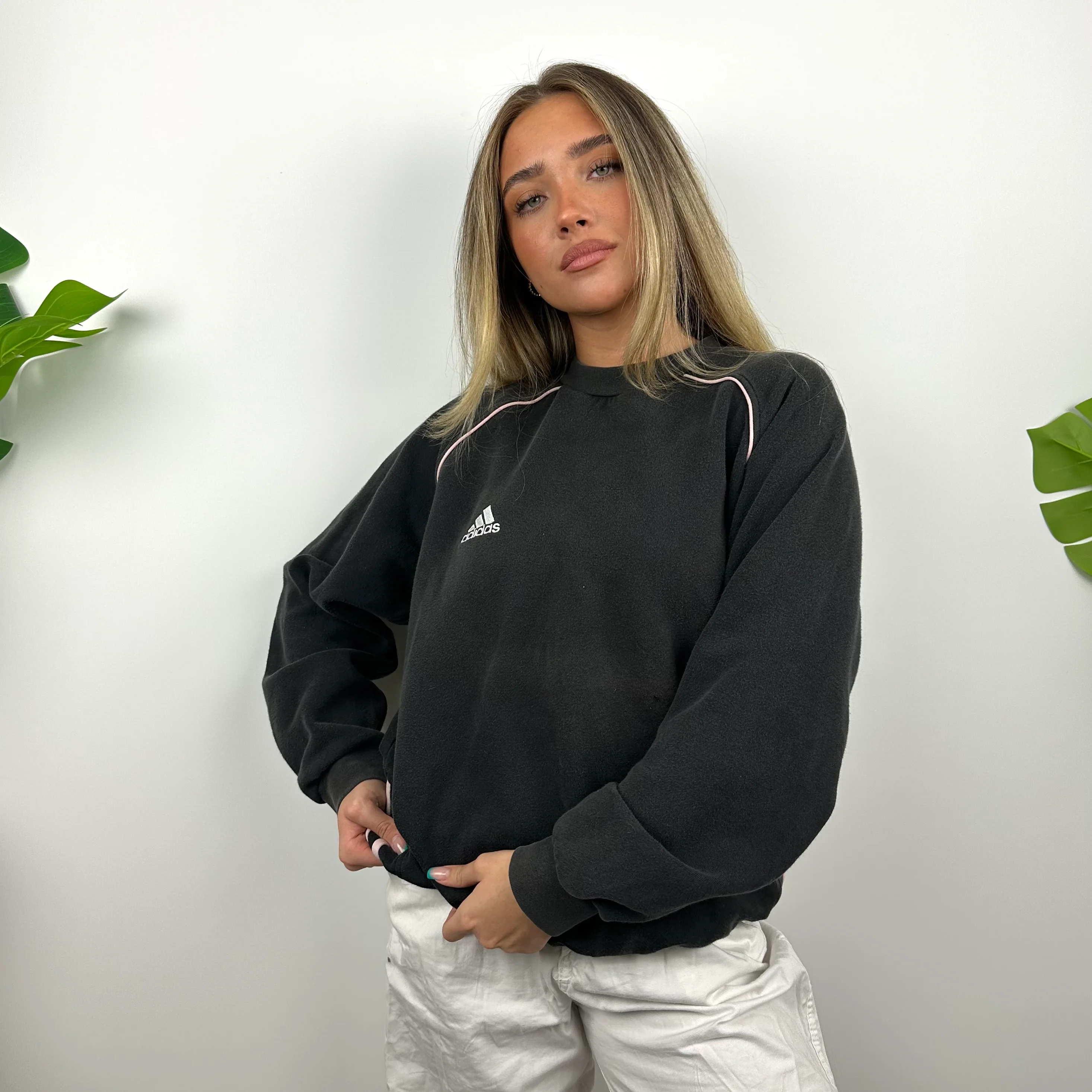 Adidas Black Embroidered Spell Out Sweatshirt (M) - Image 5