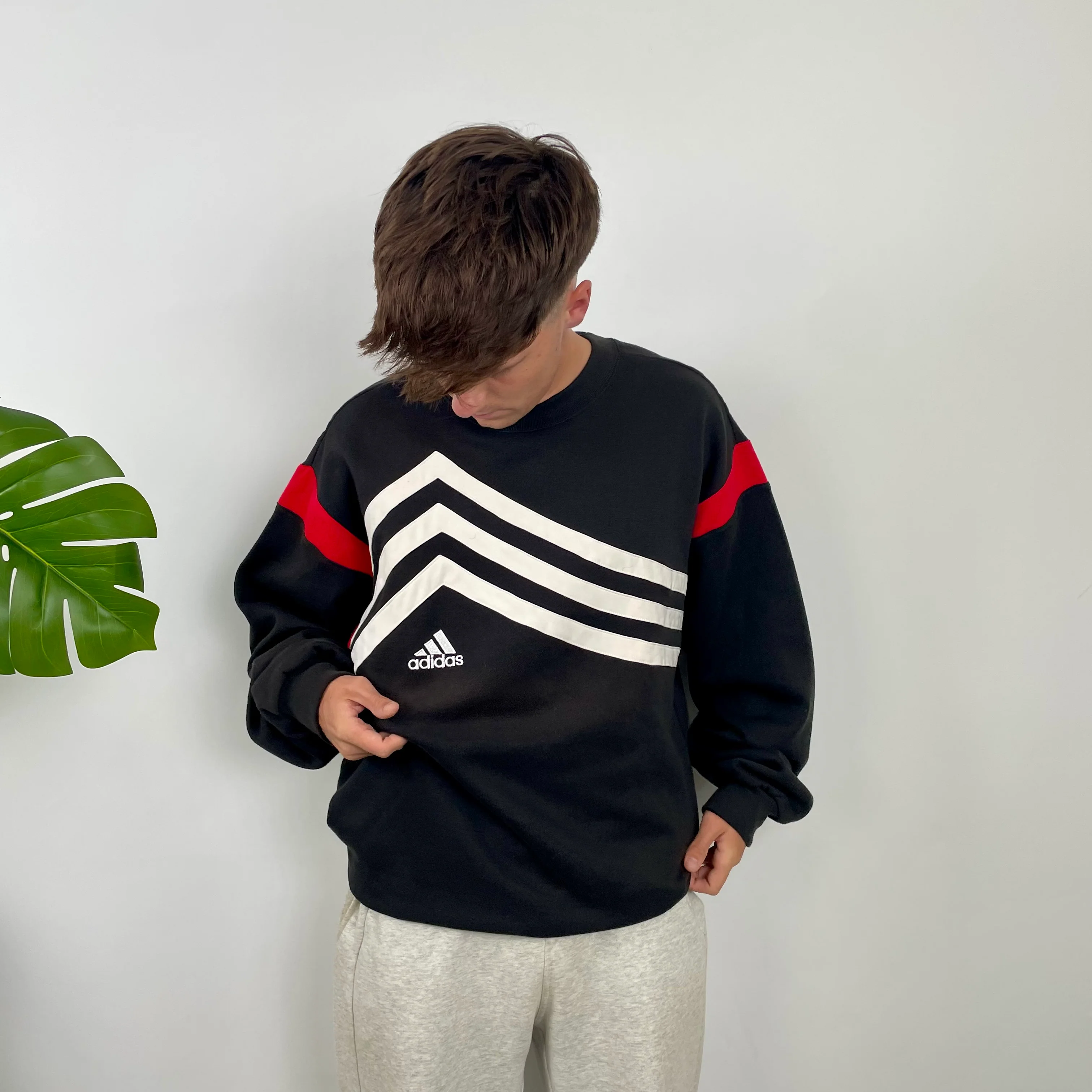 Adidas RARE Black Embroidered Spell Out Sweatshirt (XL) - Image 2