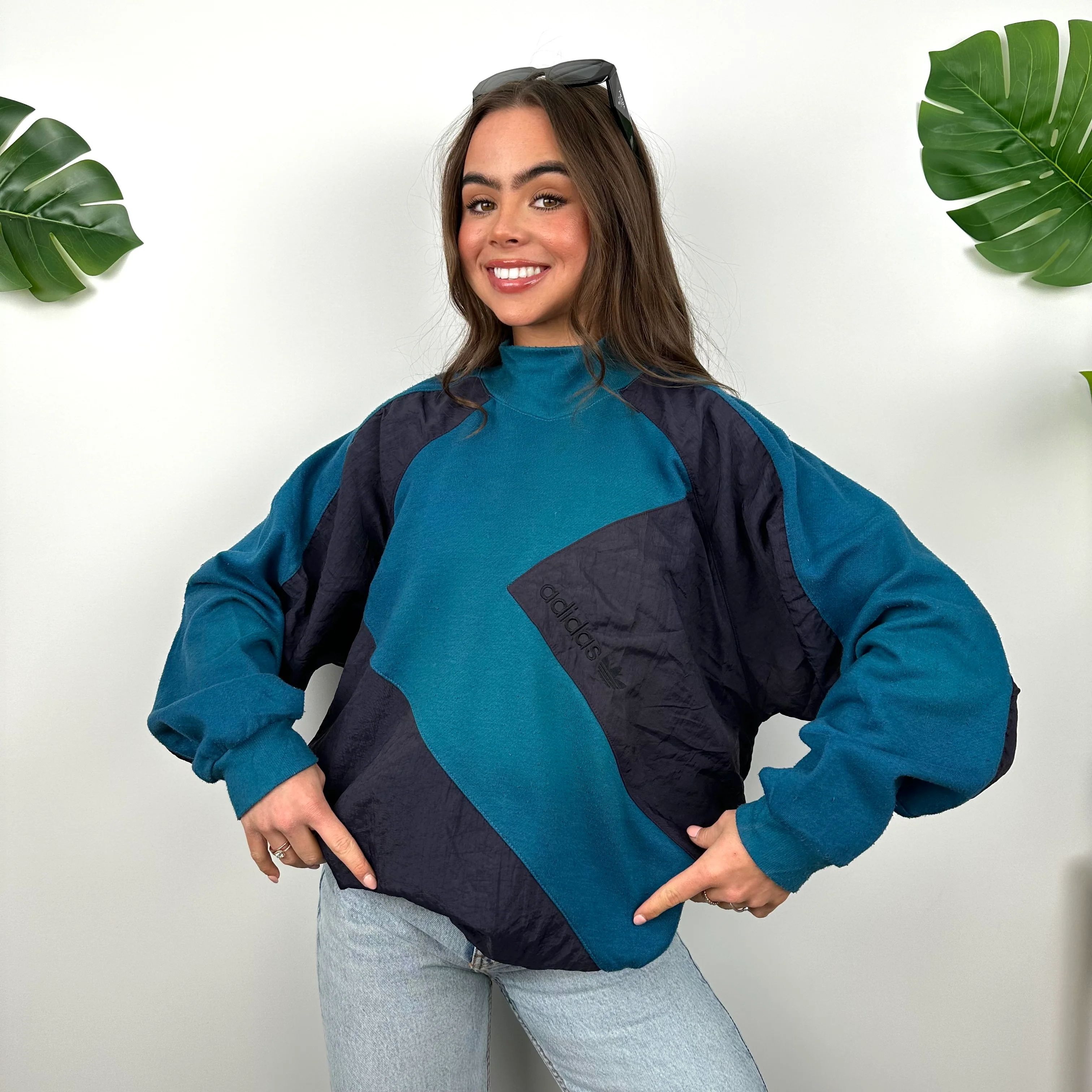 Adidas RARE Blue Embroidered Spell Out Sweatshirt (M) - Image 3