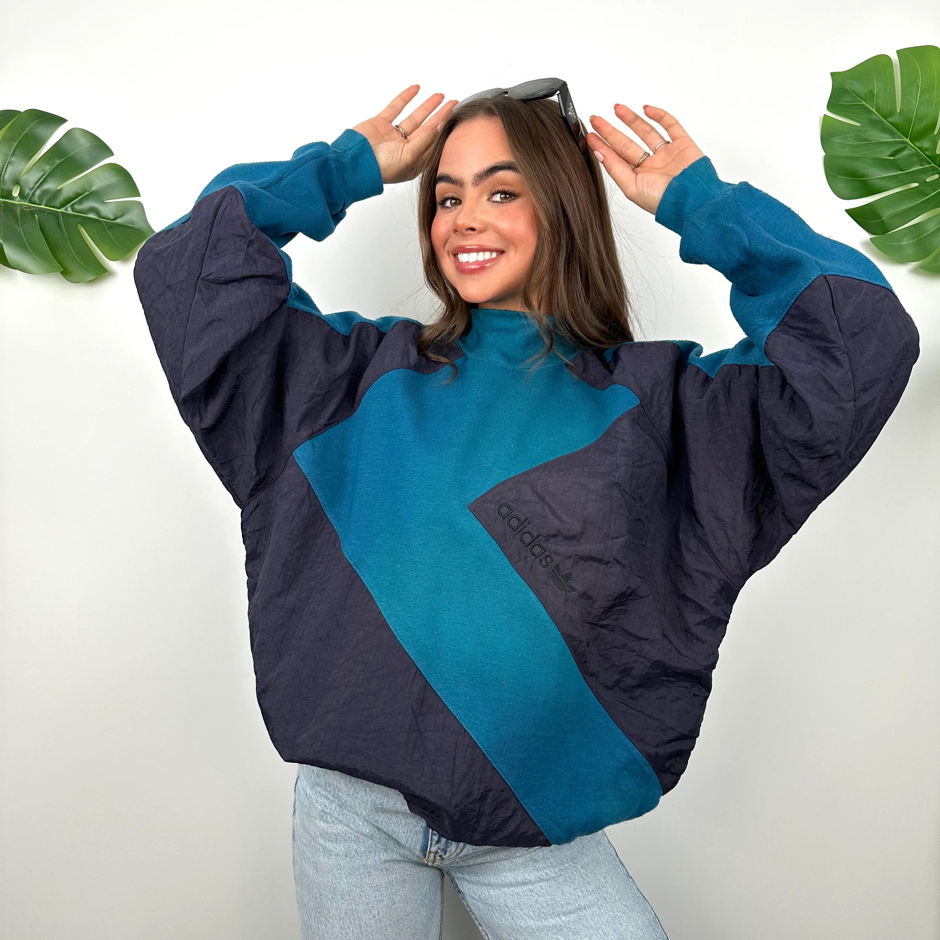 Adidas RARE Blue Embroidered Spell Out Sweatshirt (M) - Image 4