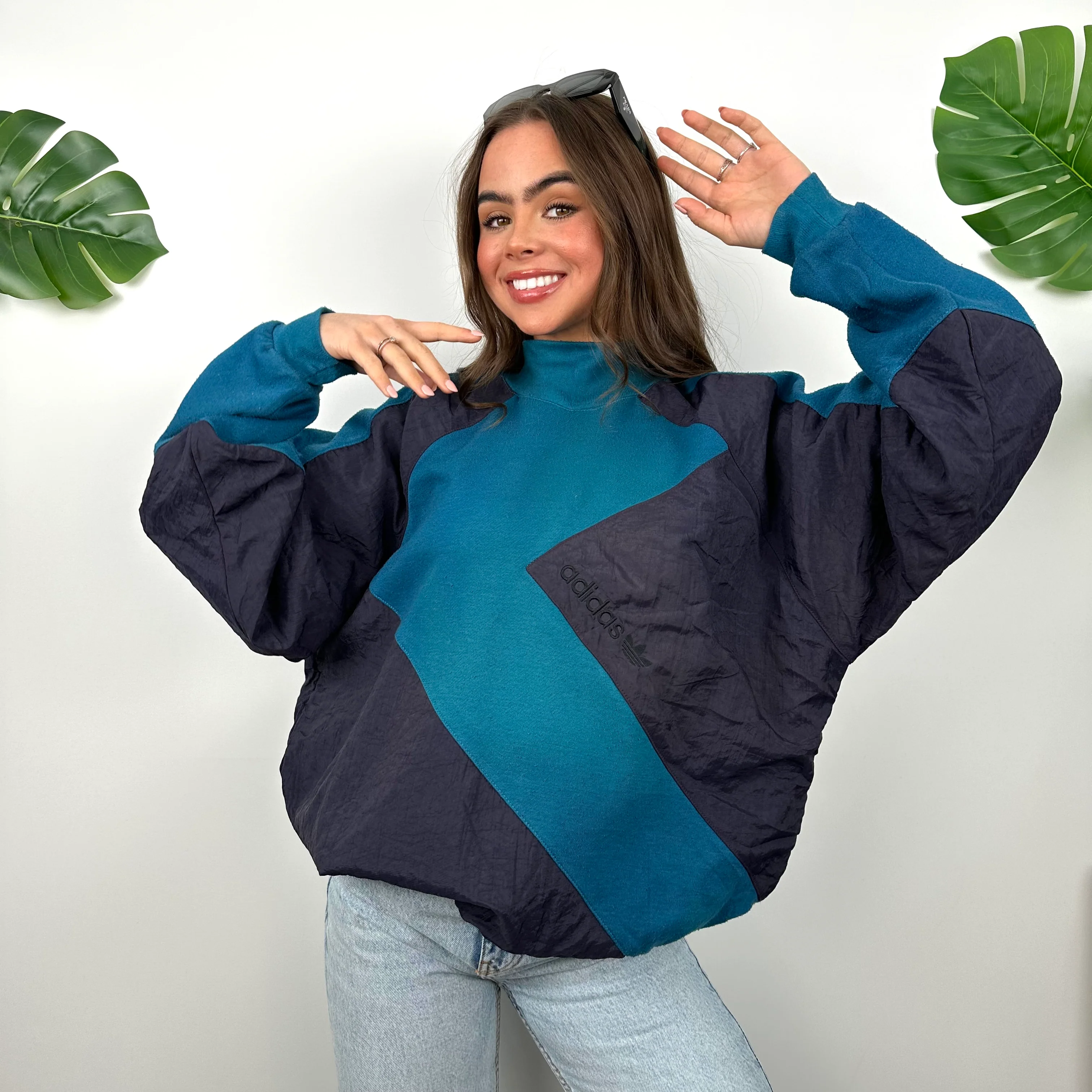 Adidas RARE Blue Embroidered Spell Out Sweatshirt (M) - Image 6