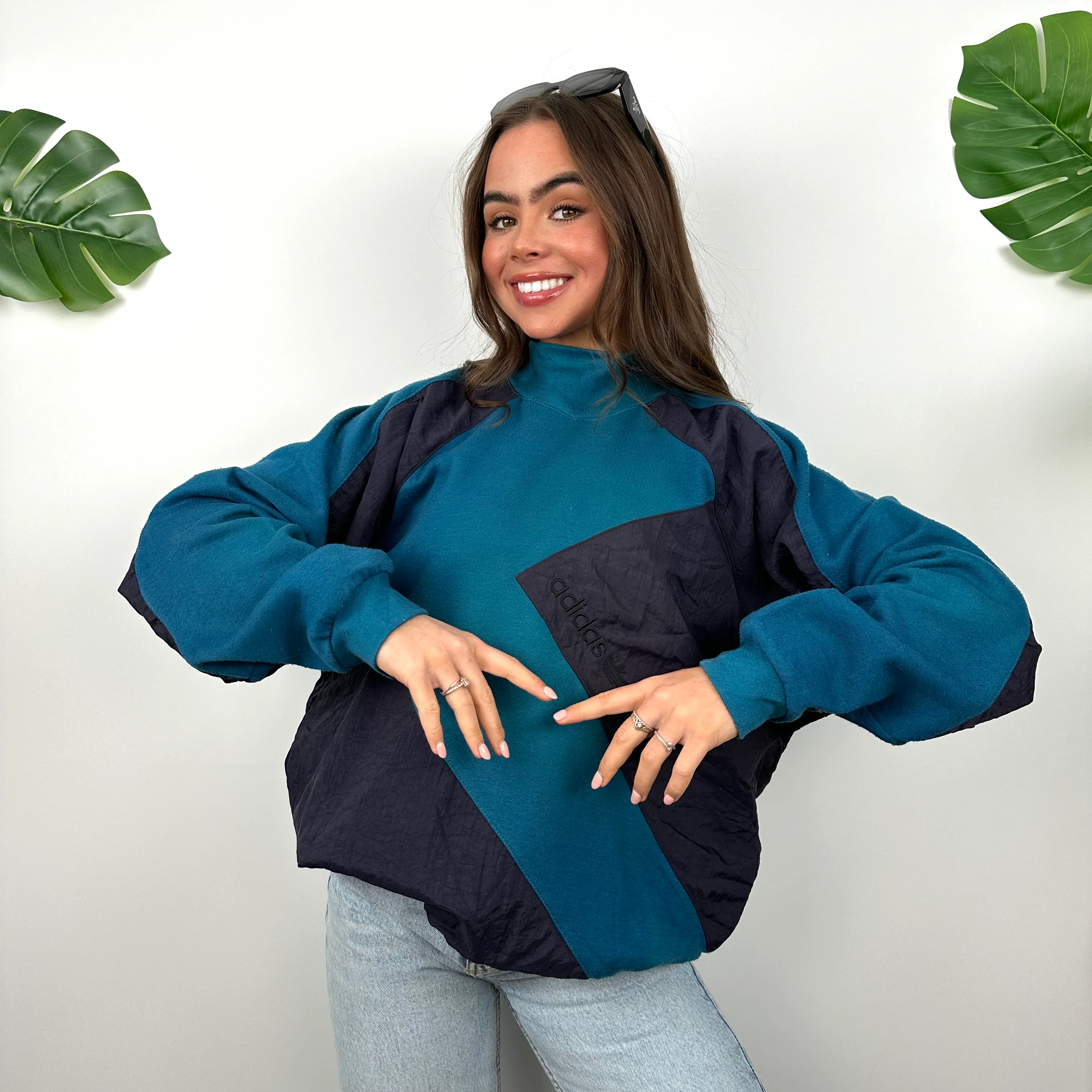 Adidas RARE Blue Embroidered Spell Out Sweatshirt (M) - Image 7