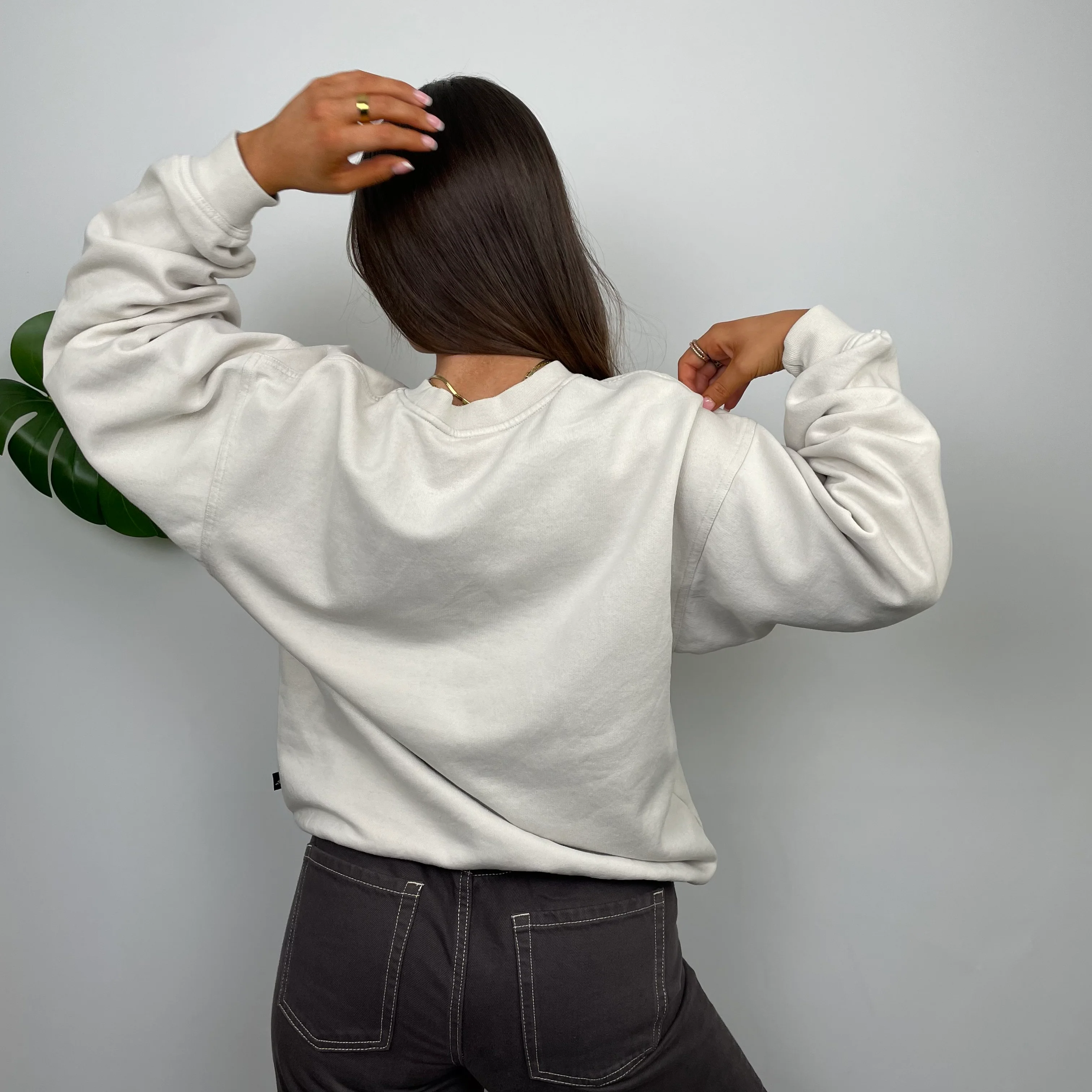 Adidas RARE Cream Embroidered Spell Out Sweatshirt (M) - Image 8