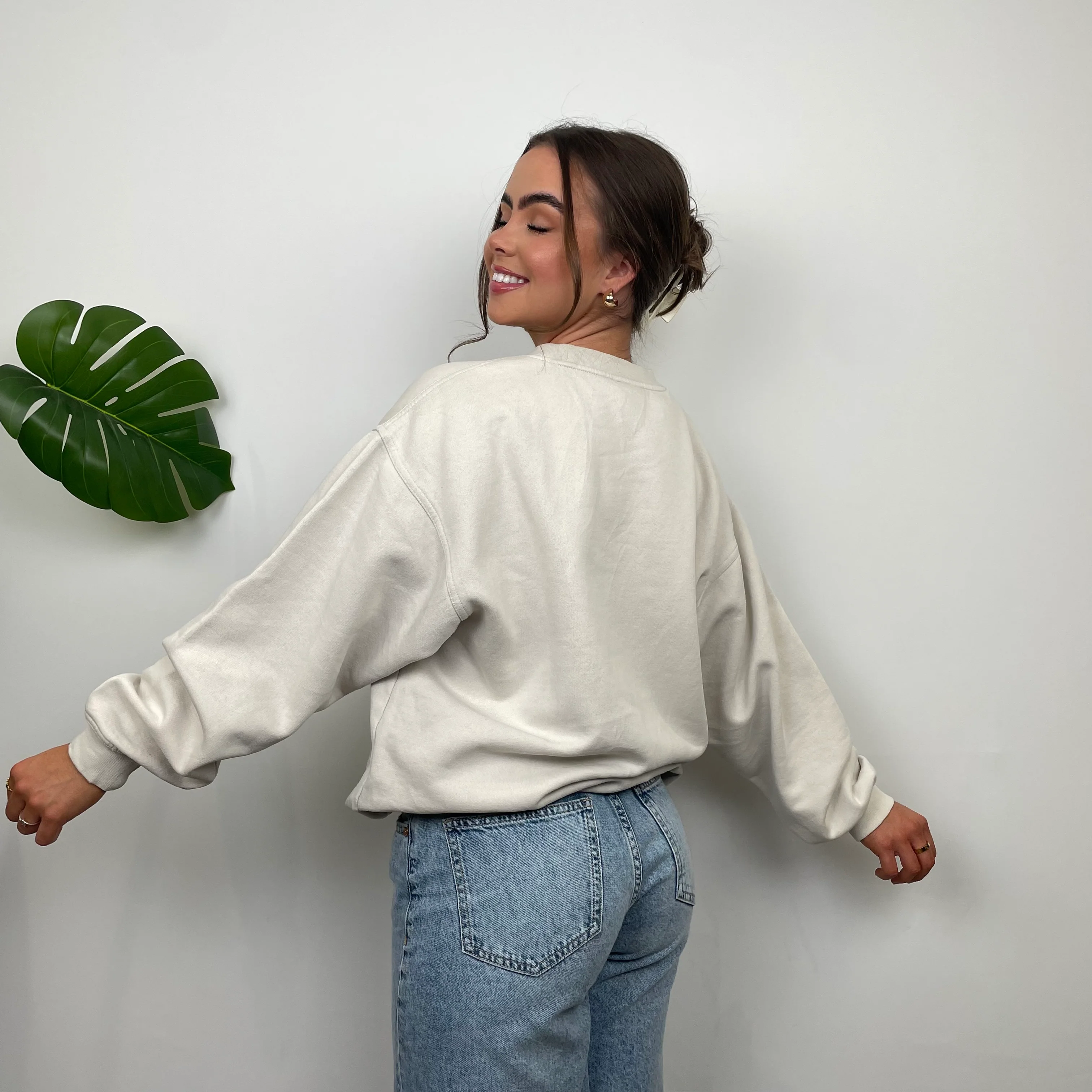Adidas RARE Cream Embroidered Spell Out Sweatshirt (M) - Image 10