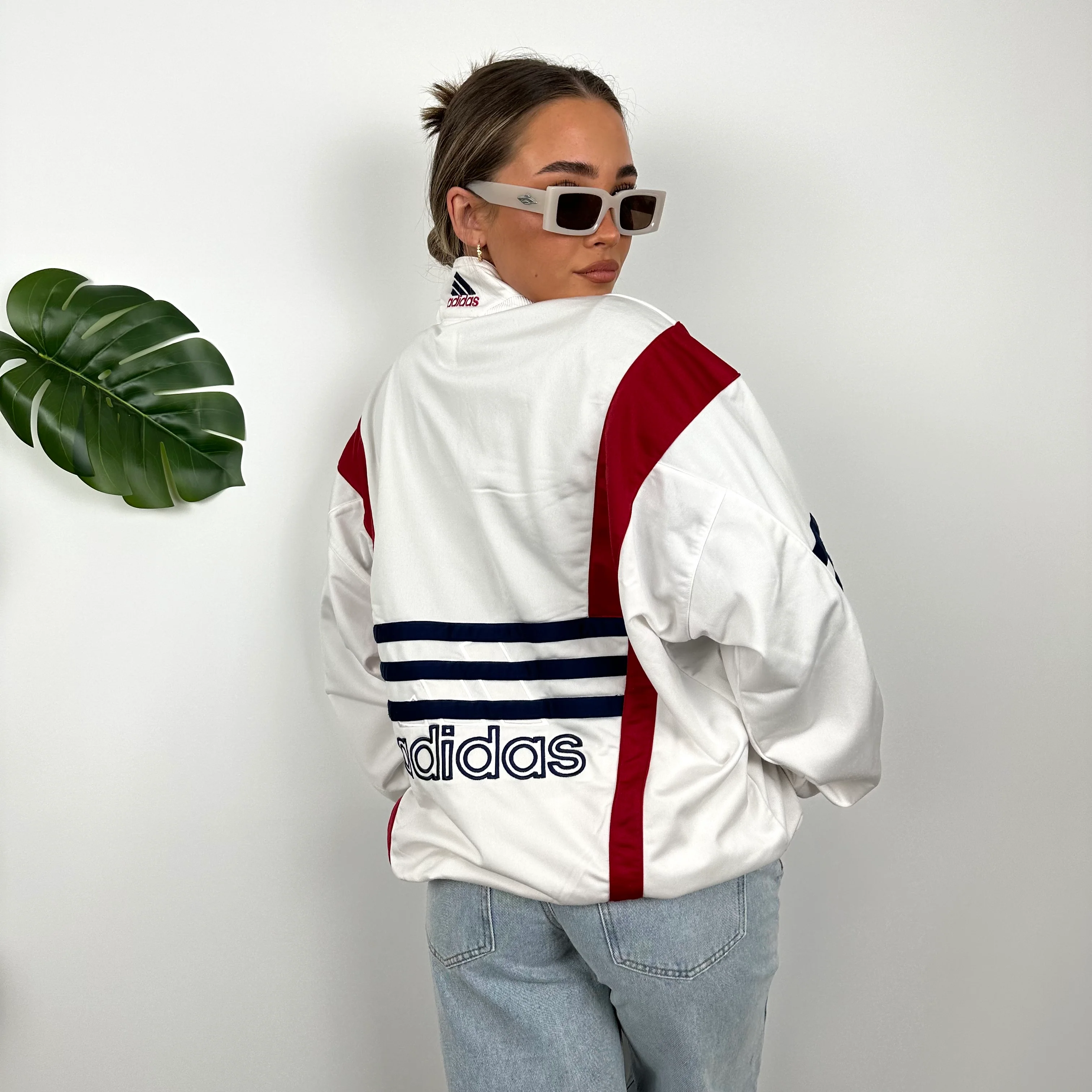 Adidas RARE Embroidered Spell Out Colour Block Zip Up Track Jacket (L) - Image 2