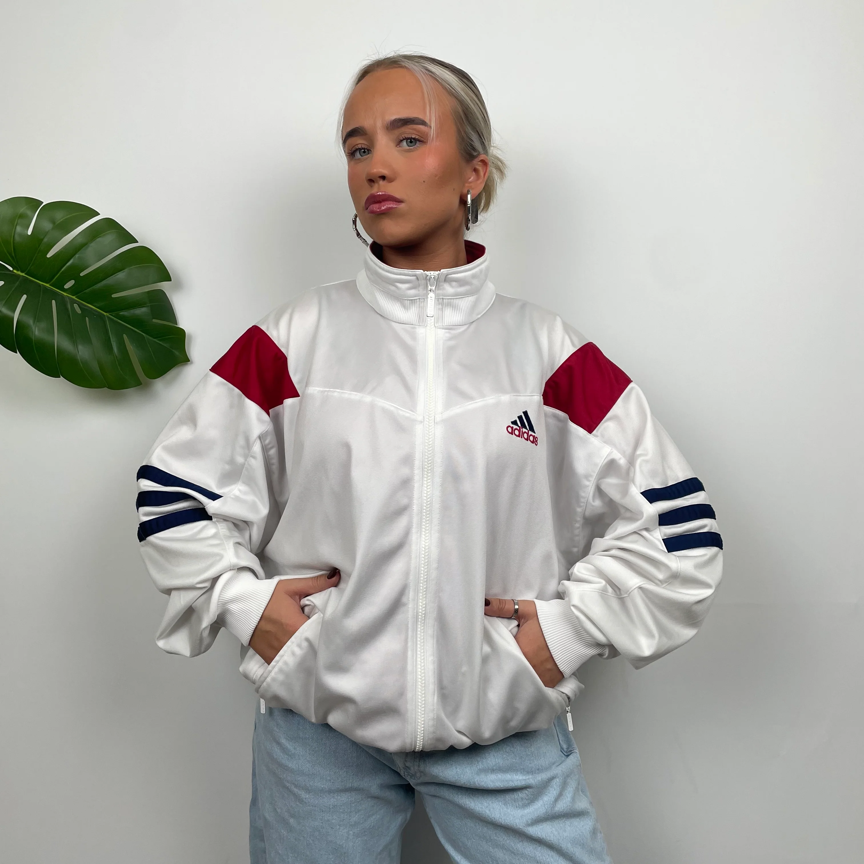 Adidas RARE Embroidered Spell Out Colour Block Zip Up Track Jacket (L) - Image 10