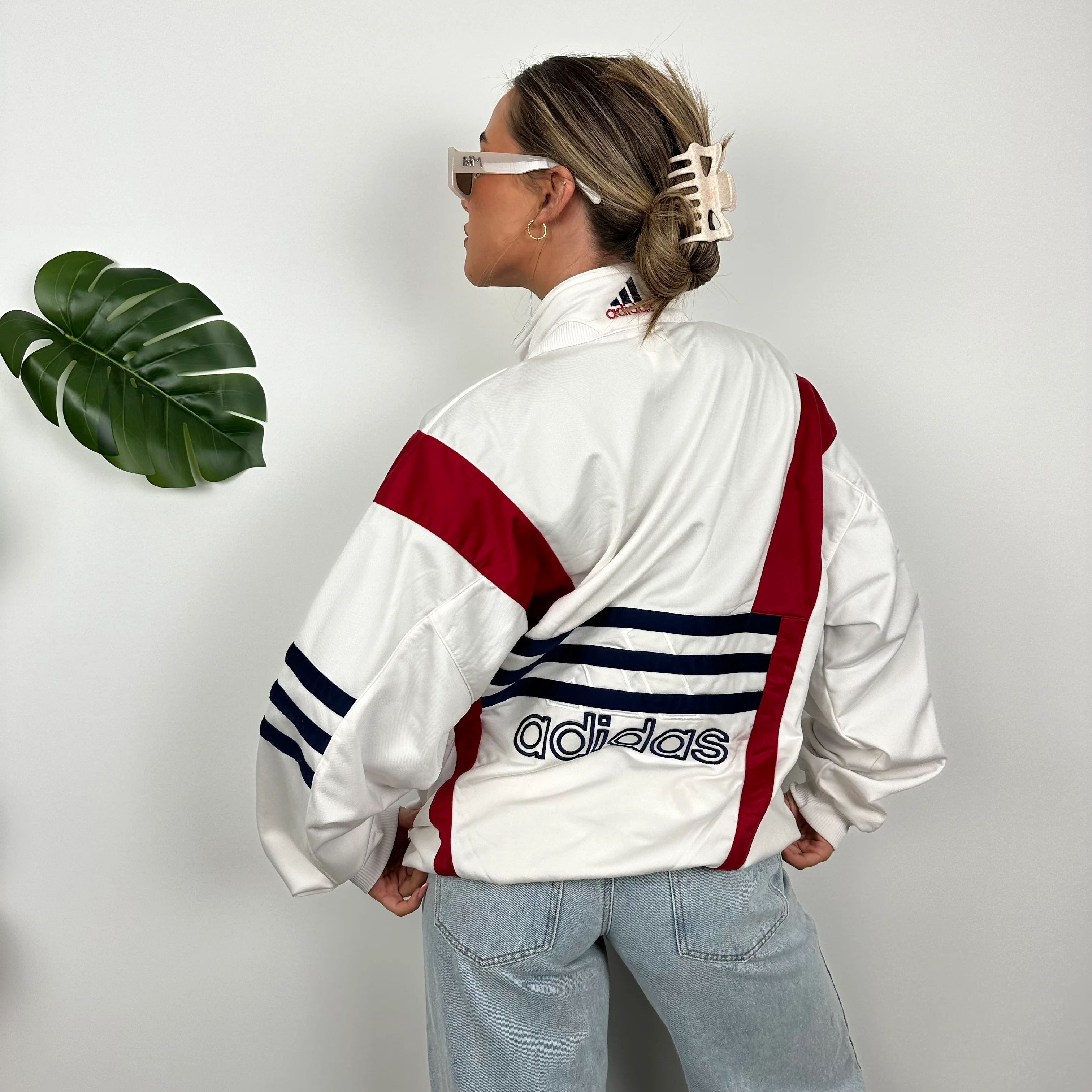 Adidas RARE Embroidered Spell Out Colour Block Zip Up Track Jacket (L) - Image 7