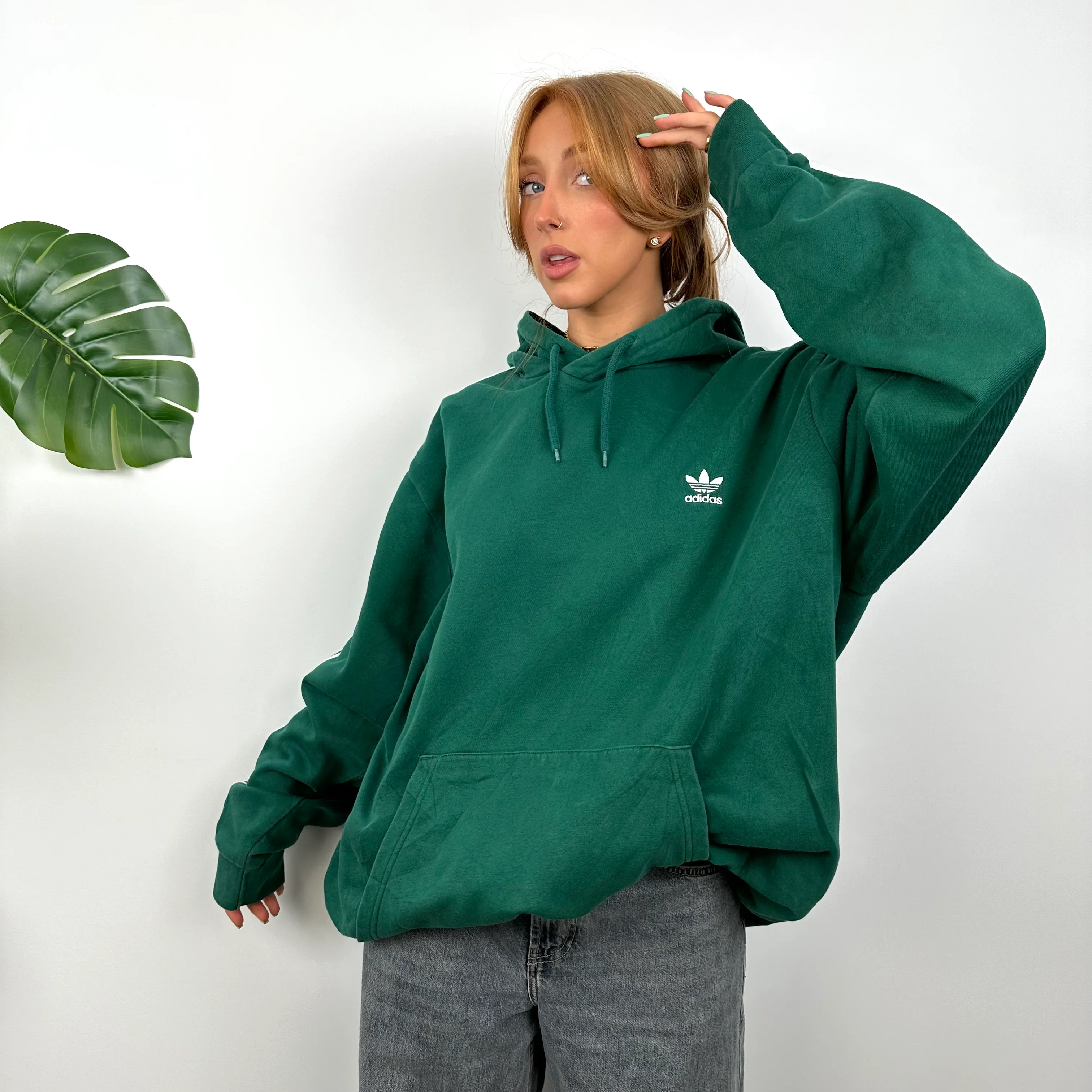 Adidas RARE Green Embroidered Spell Out Hoodie (XXL) - Image 6
