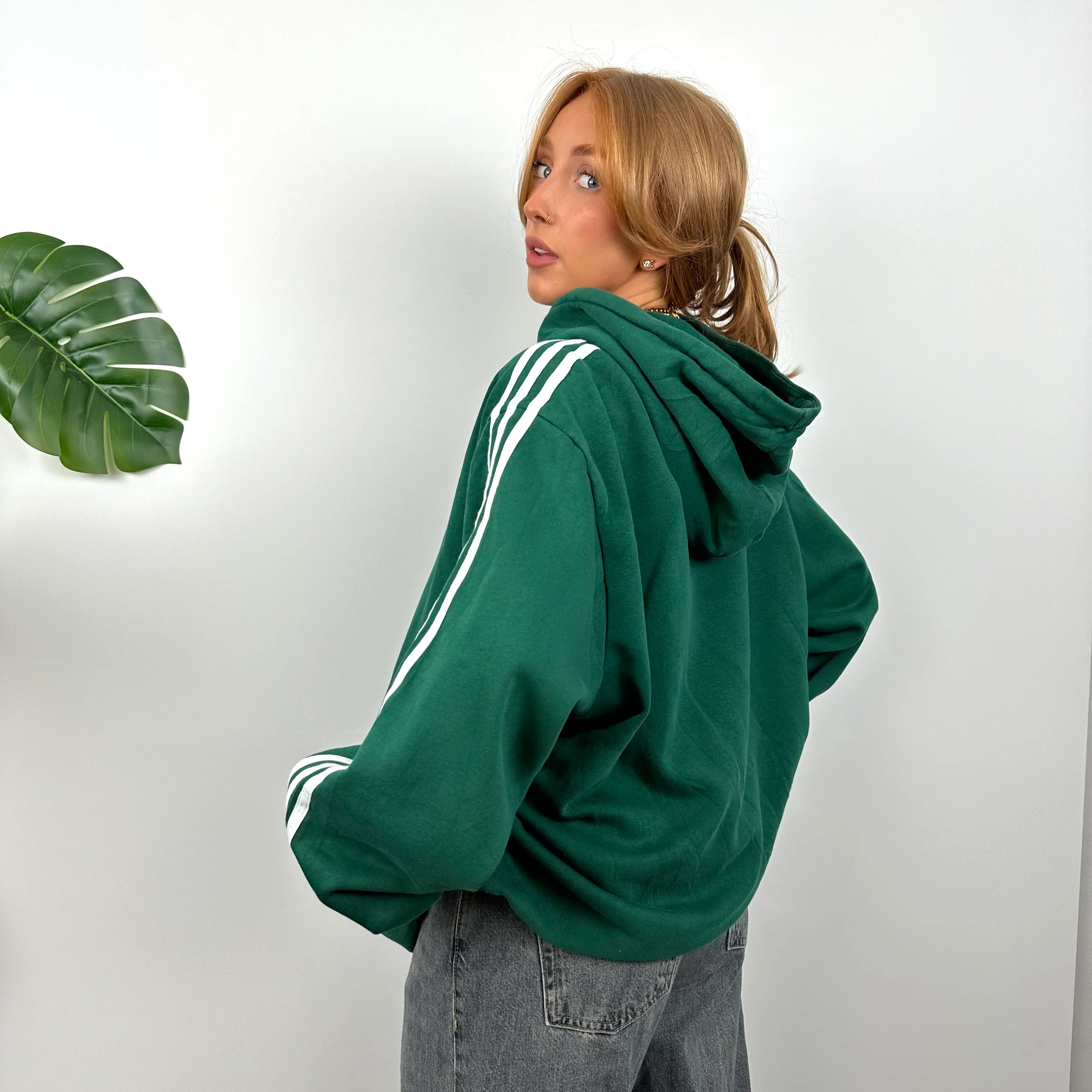 Adidas RARE Green Embroidered Spell Out Hoodie (XXL) - Image 8