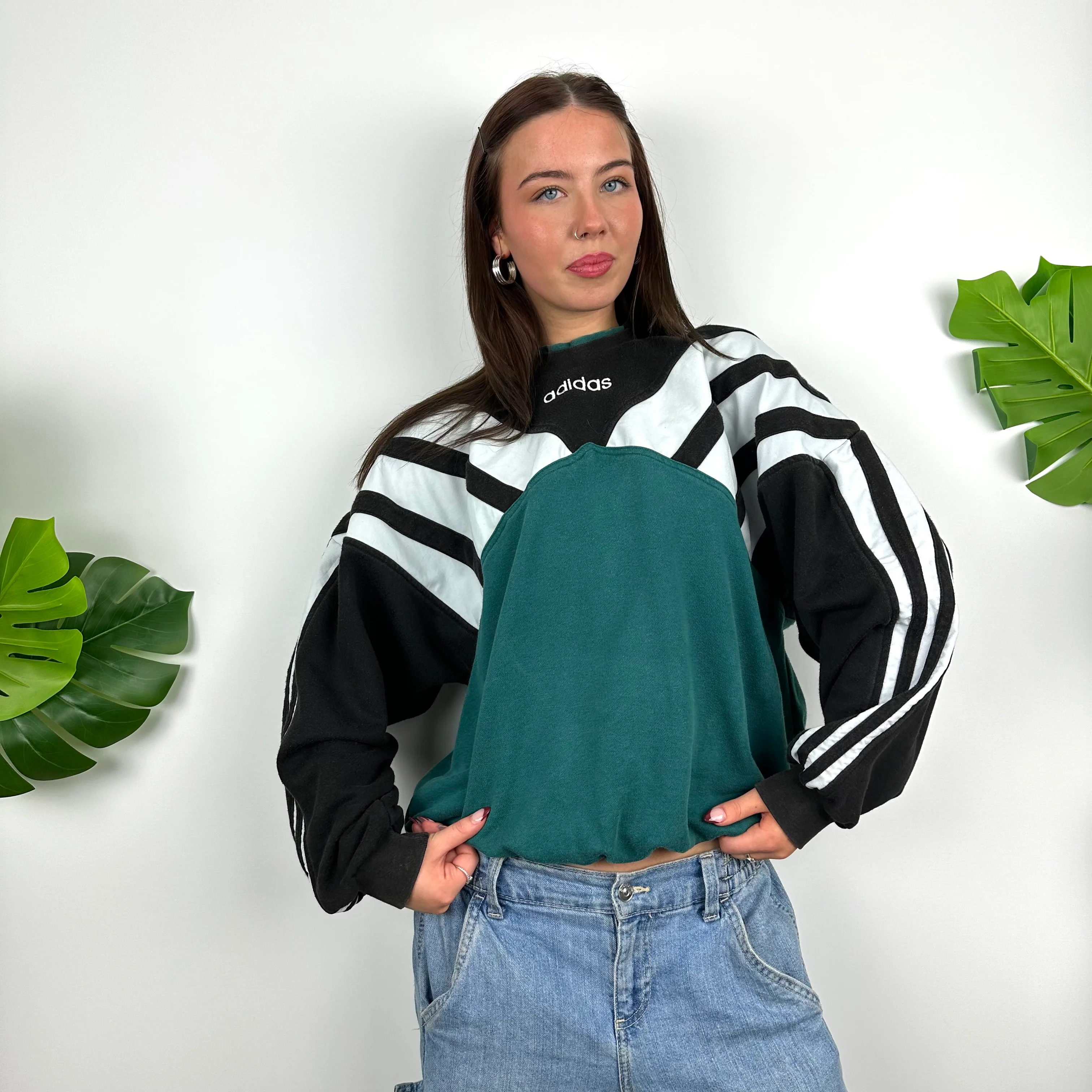 Adidas RARE Green Embroidered Spell Out Sweatshirt (M) - Image 2