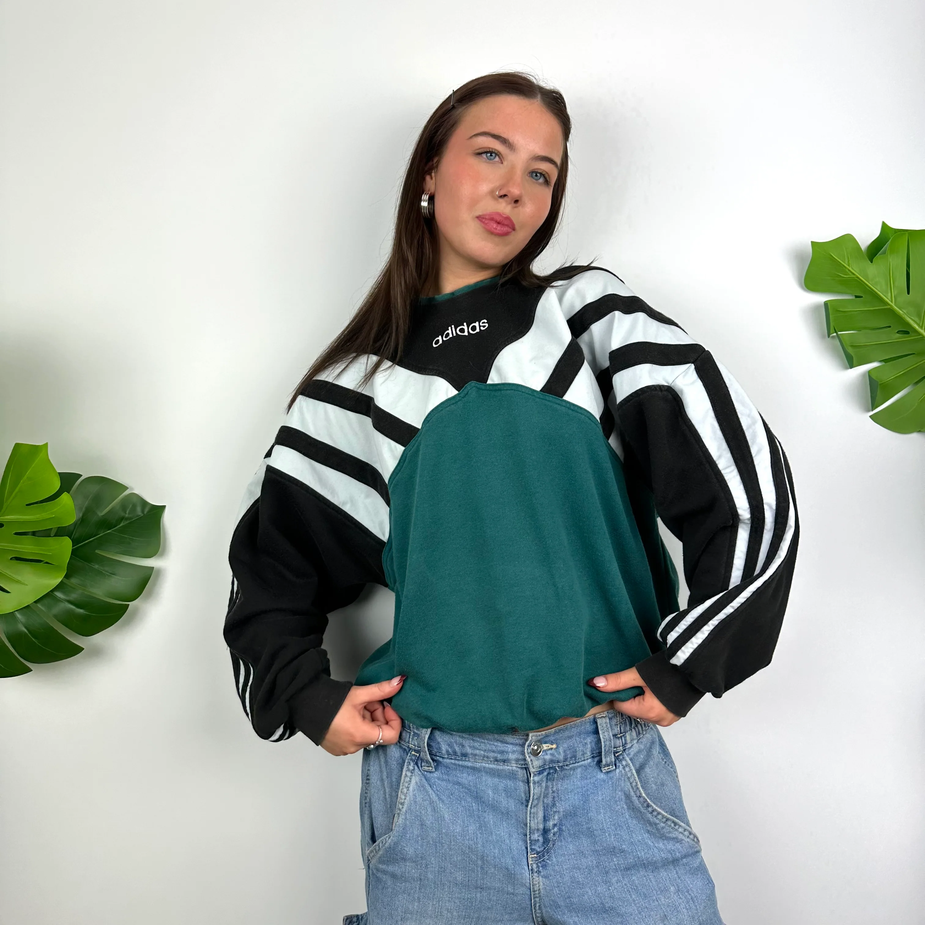 Adidas RARE Green Embroidered Spell Out Sweatshirt (M) - Image 5