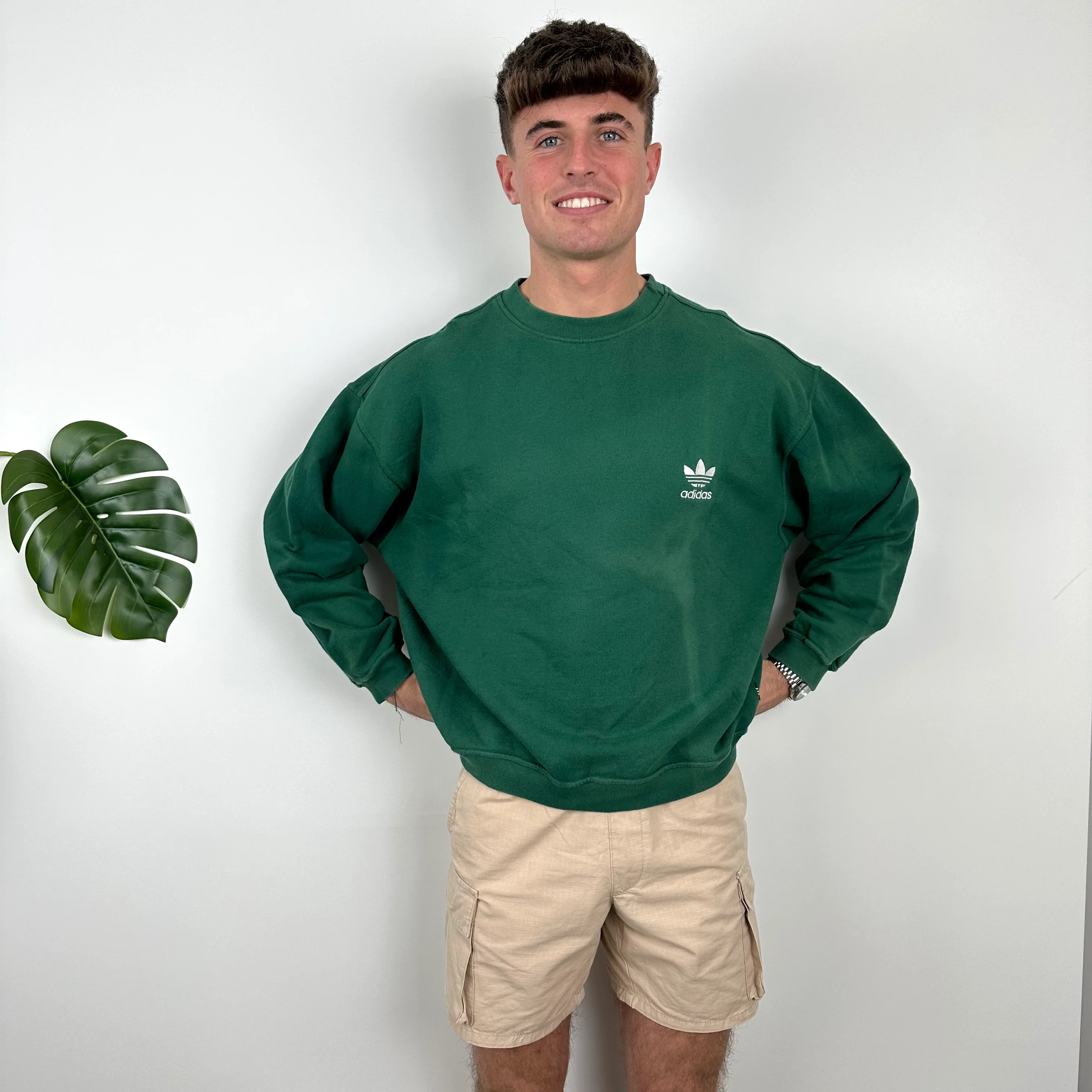 Adidas Green Embroidered Spell Out Sweatshirt (M) - Image 2
