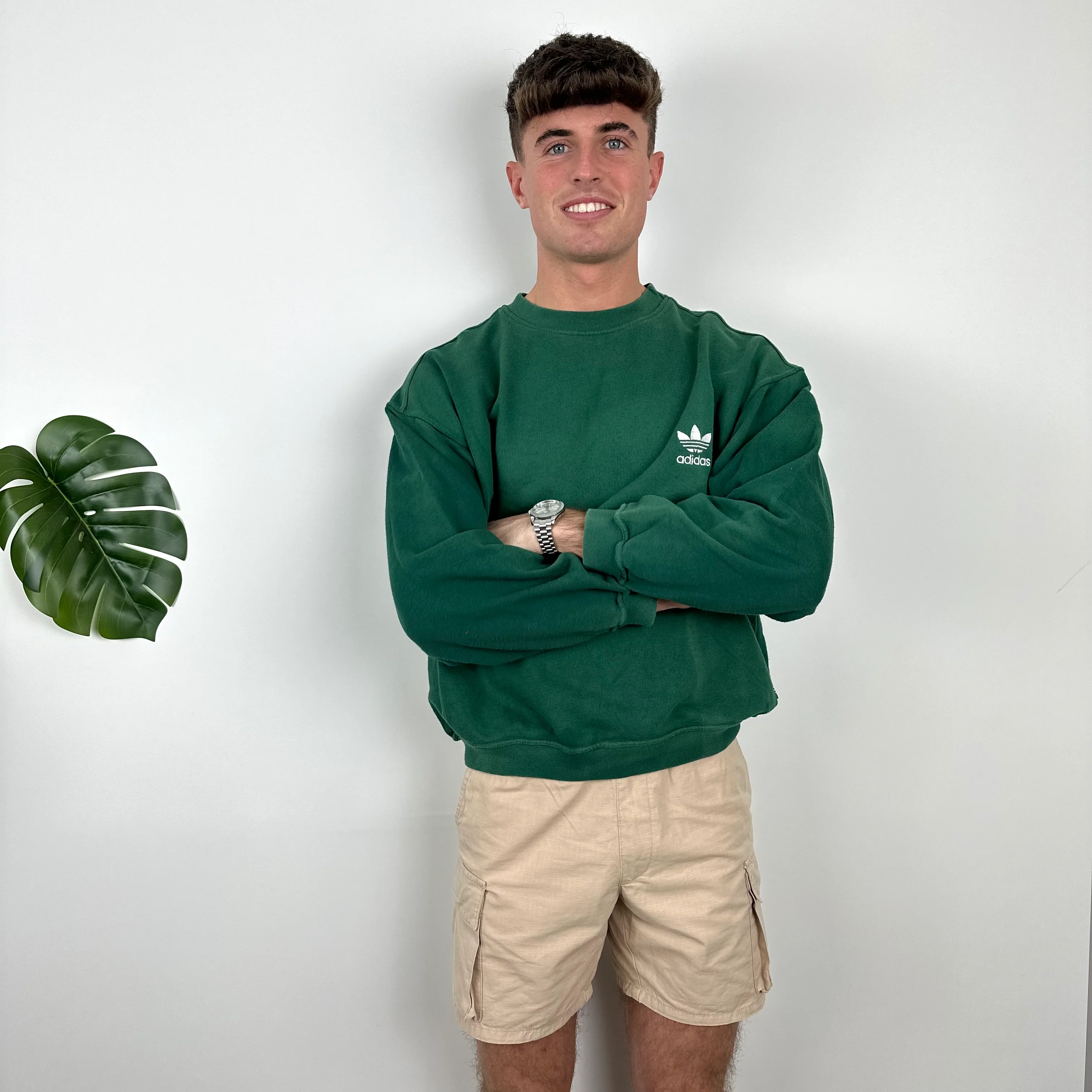 Adidas Green Embroidered Spell Out Sweatshirt (M) - Image 3