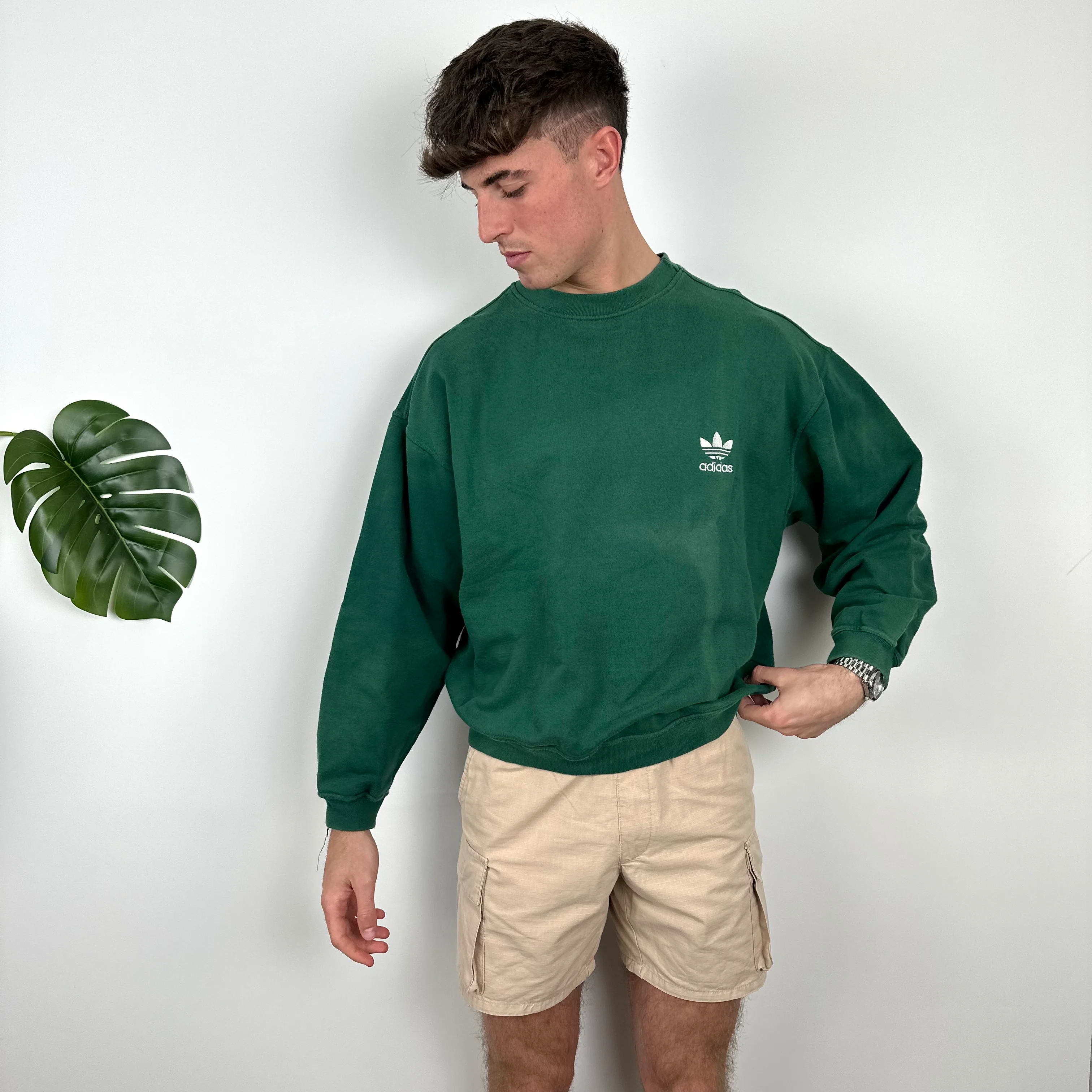 Adidas Green Embroidered Spell Out Sweatshirt (M) - Image 4