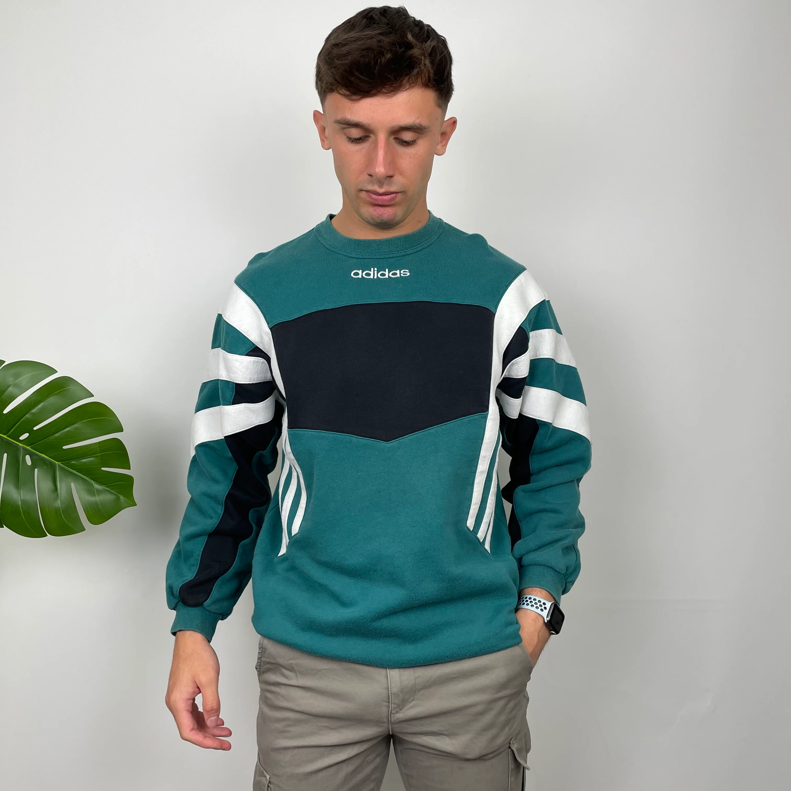 Adidas RARE Green Embroidered Spell Out Sweatshirt (L) - Image 3