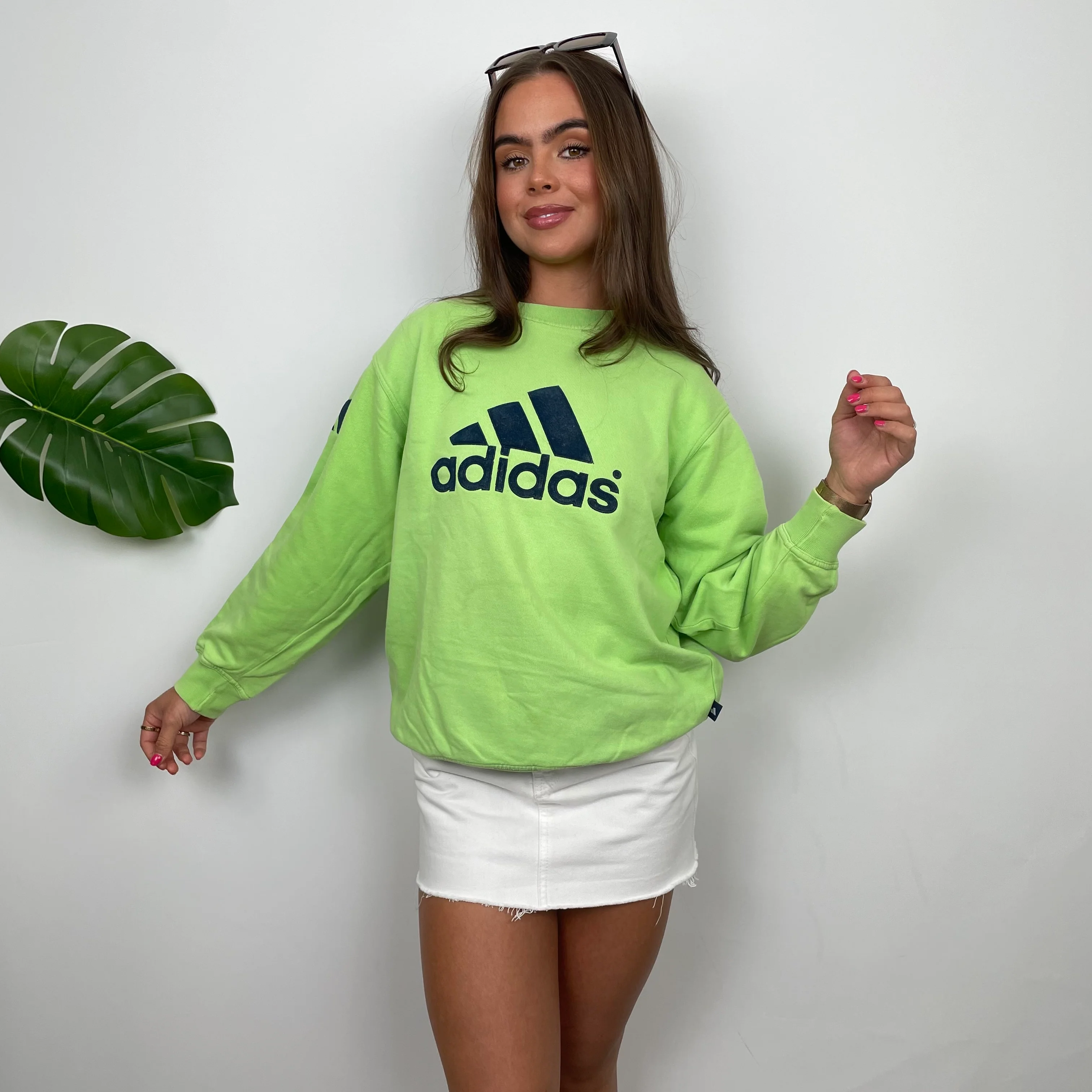 Adidas RARE Green Embroidered Spell Out Sweatshirt (S) - Image 3