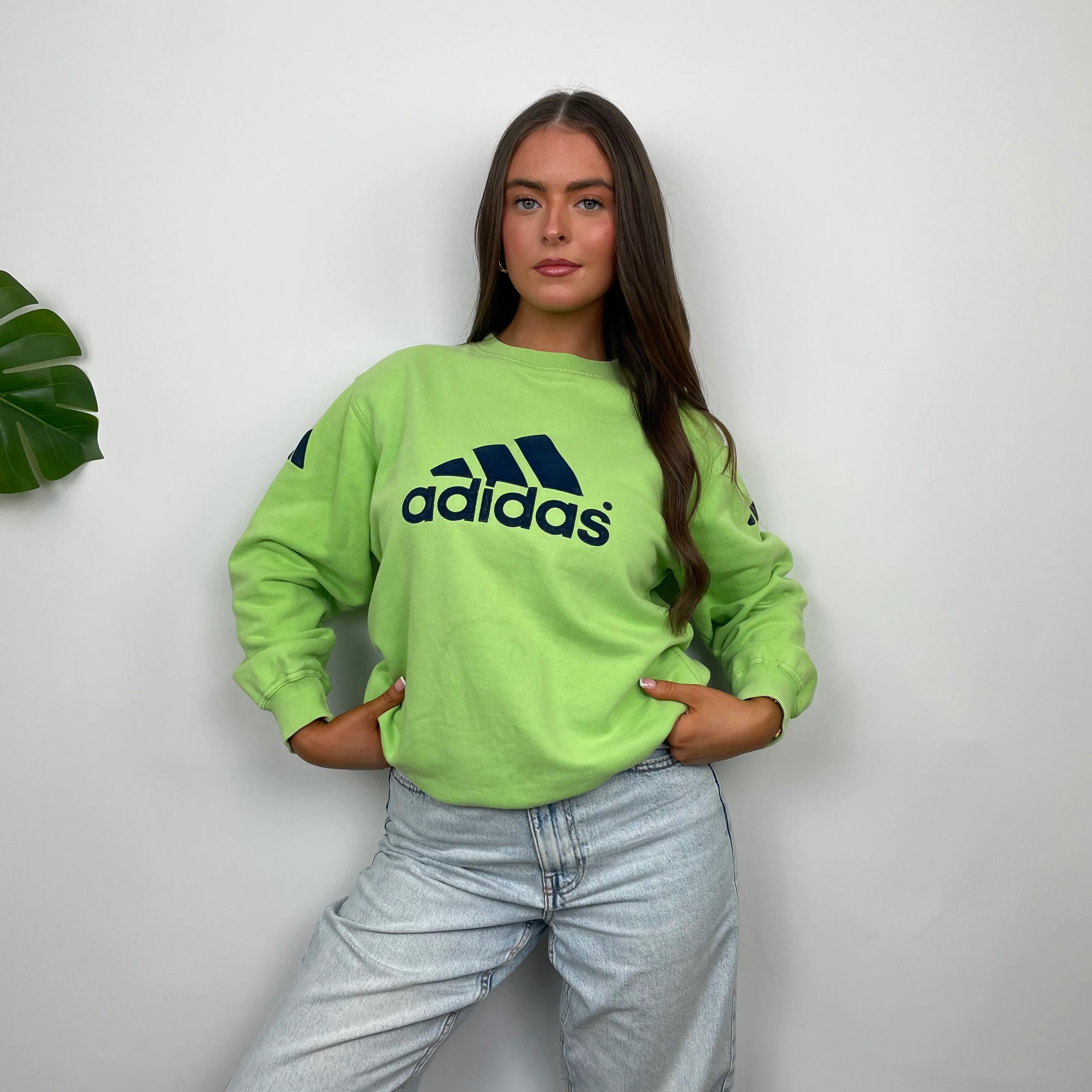Adidas RARE Green Embroidered Spell Out Sweatshirt (S) - Image 2