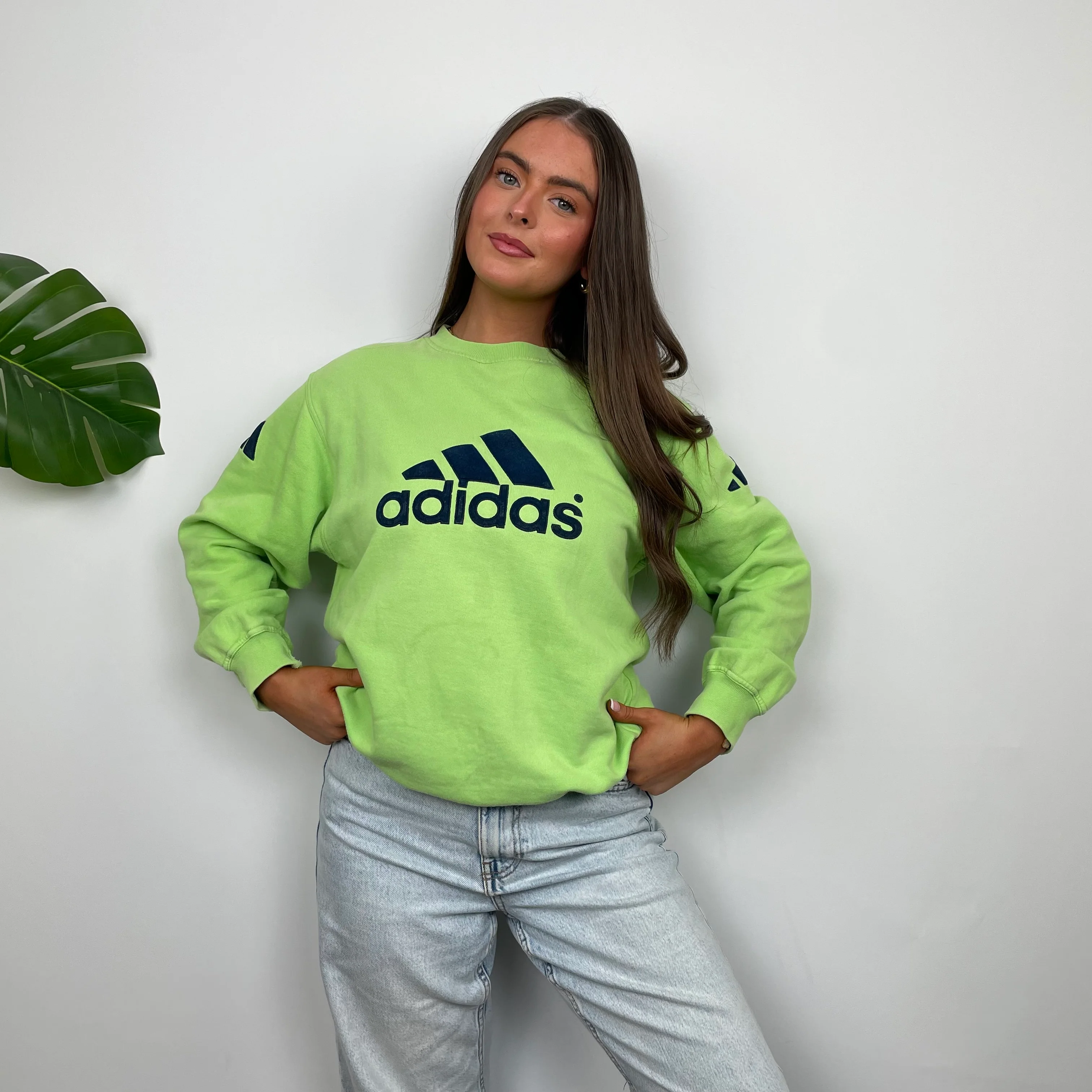 Adidas RARE Green Embroidered Spell Out Sweatshirt (S) - Image 3