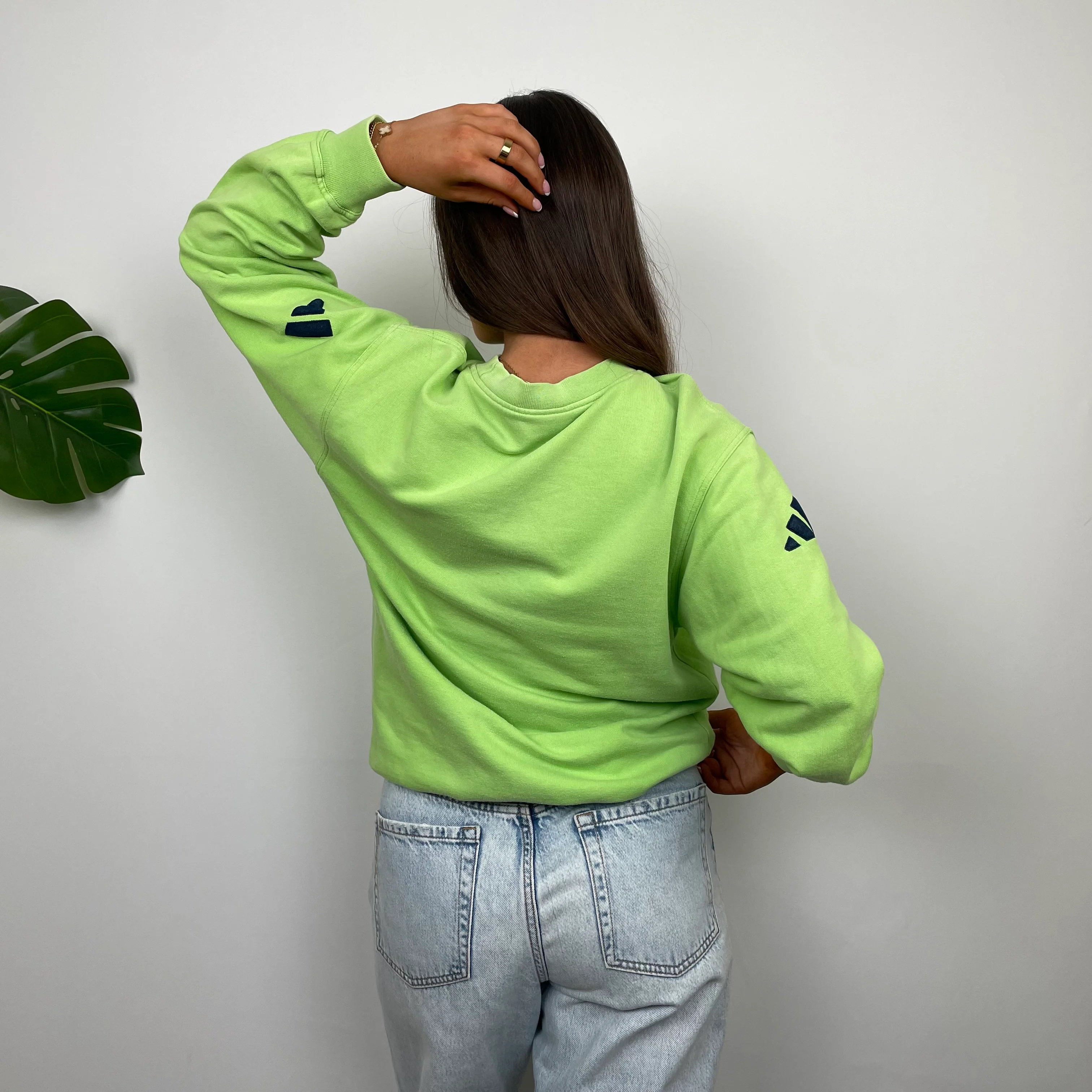 Adidas RARE Green Embroidered Spell Out Sweatshirt (S) - Image 7