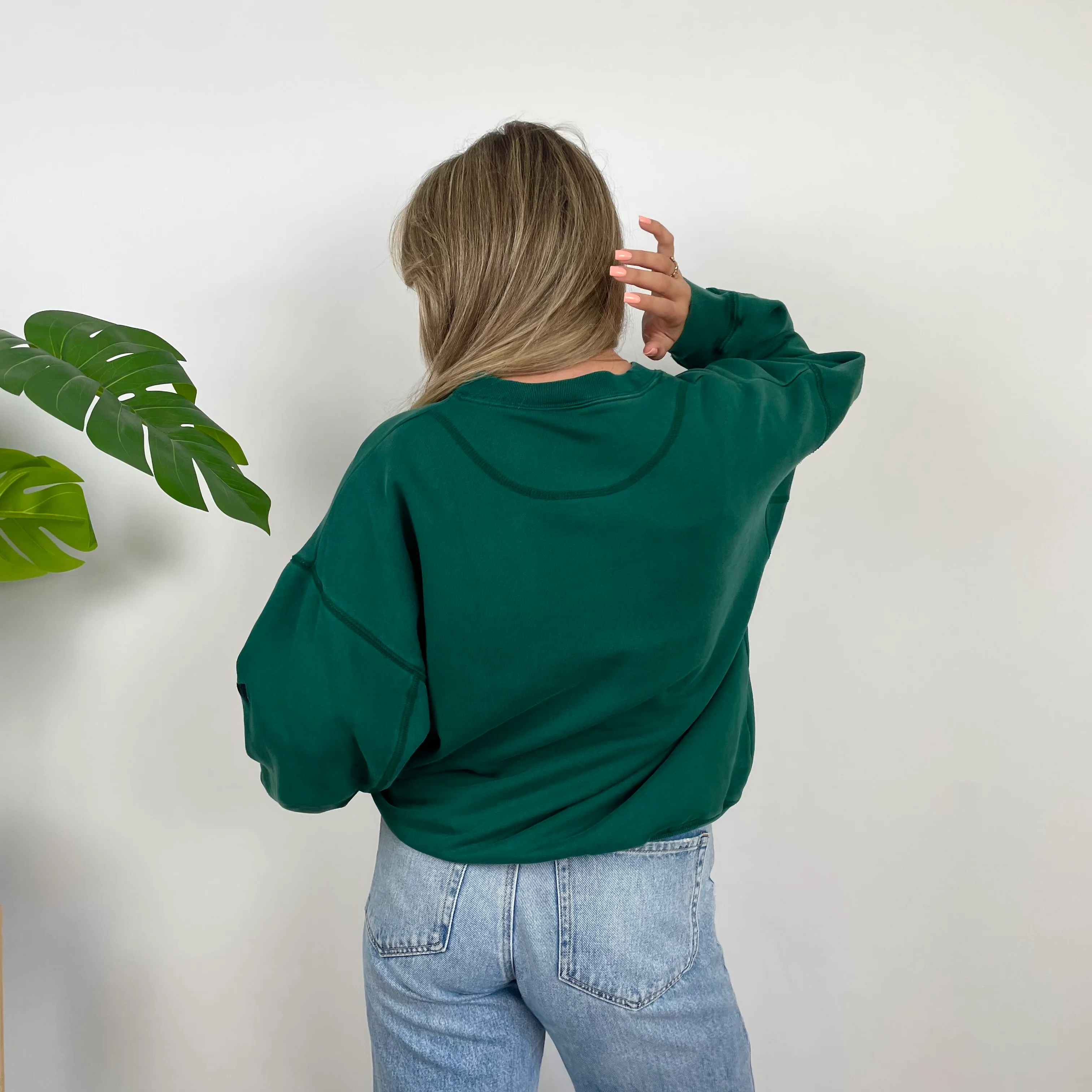 Adidas RARE Green Embroidered Spell Out Sweatshirt (S) - Image 8