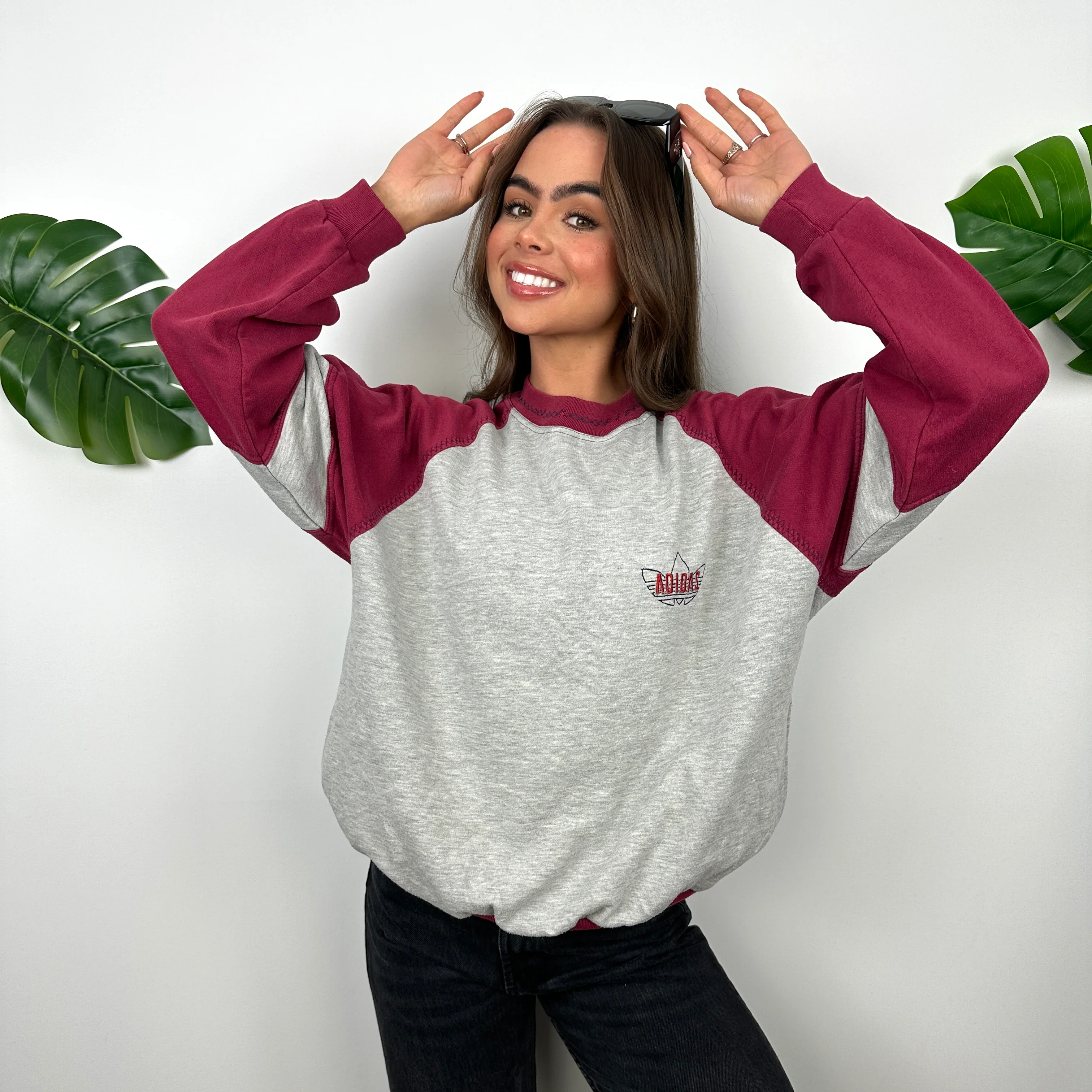 Adidas RARE Grey Embroidered Spell Out Sweatshirt (M) - Image 2