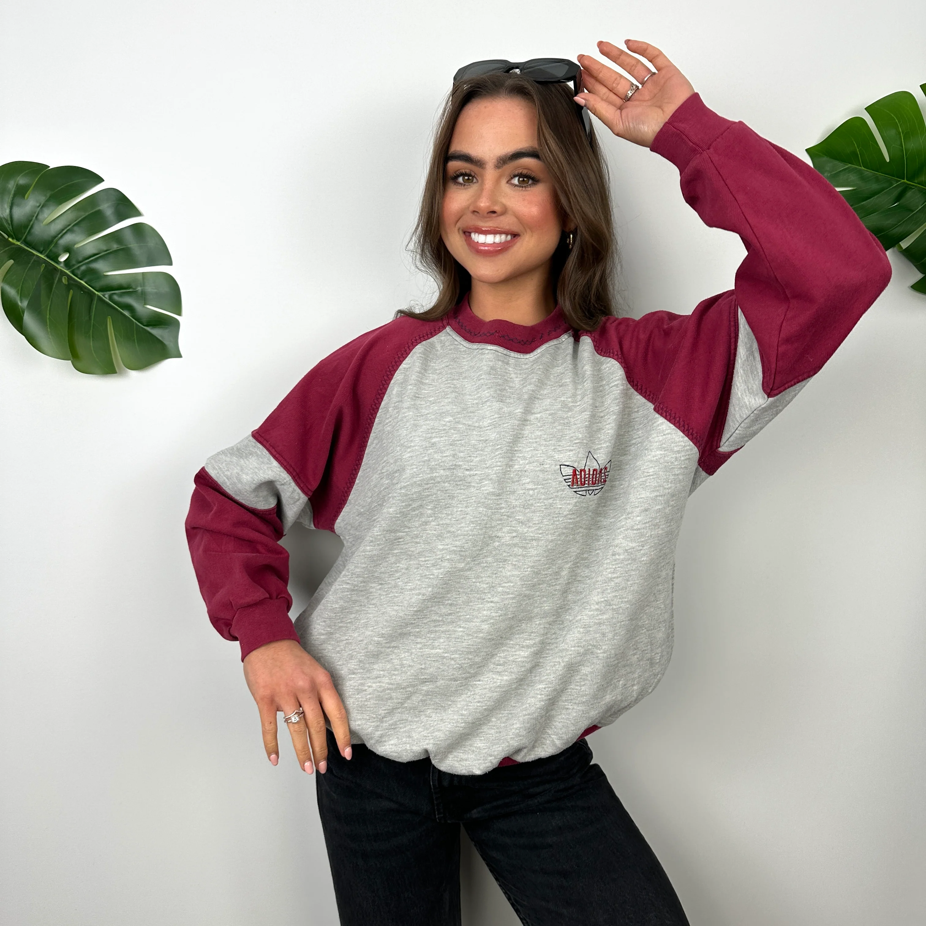 Adidas RARE Grey Embroidered Spell Out Sweatshirt (M) - Image 3