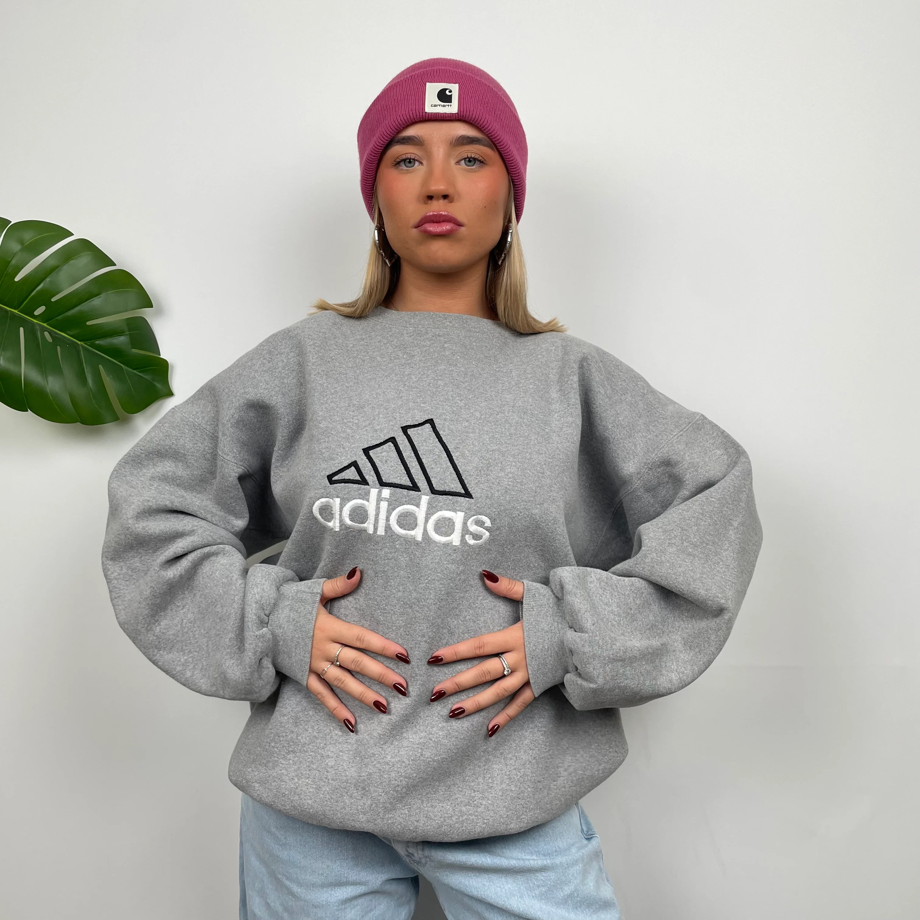 Adidas RARE Grey Embroidered Spell Out Sweatshirt (L) - Image 6