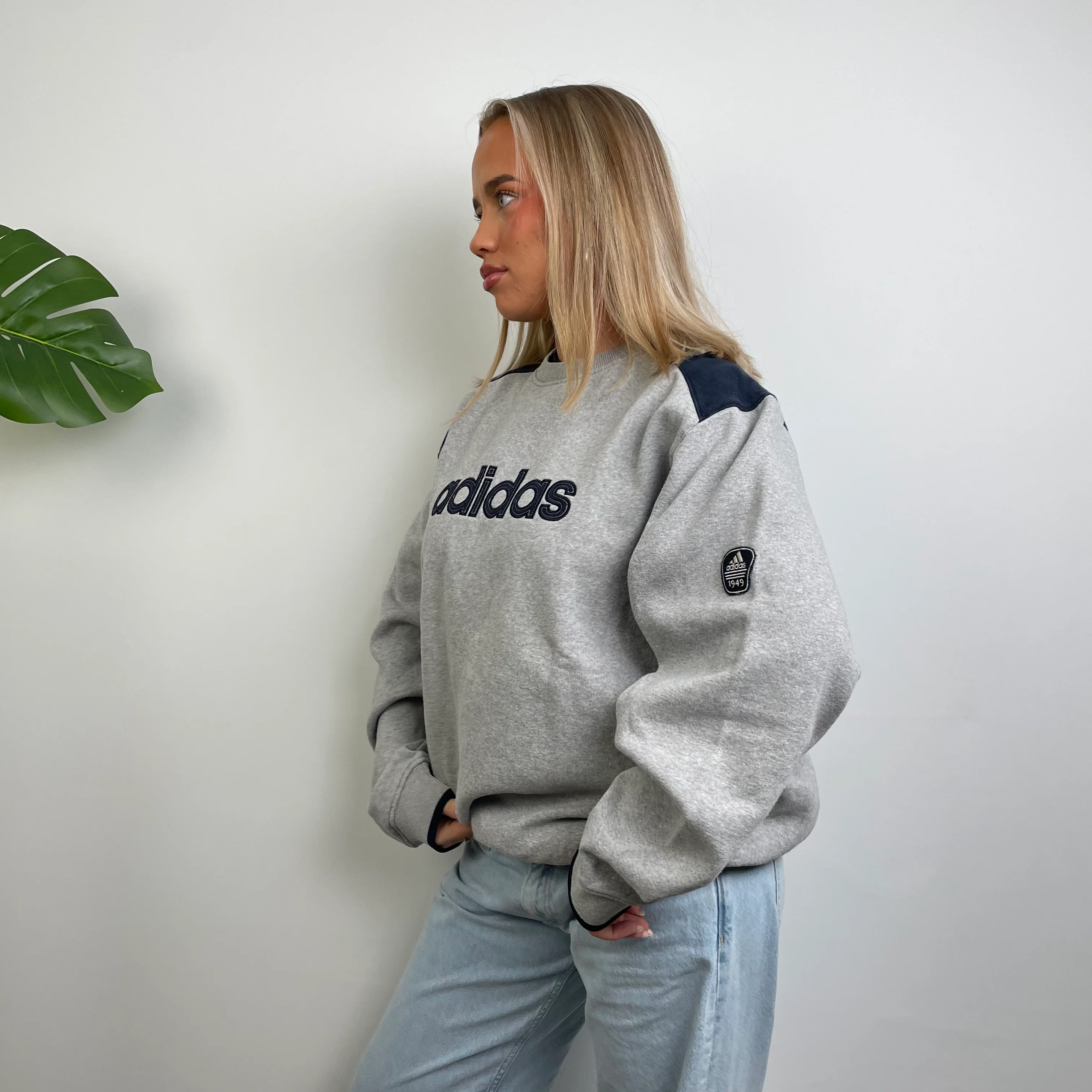 Adidas RARE Grey Embroidered Spell Out Sweatshirt (L) - Image 11