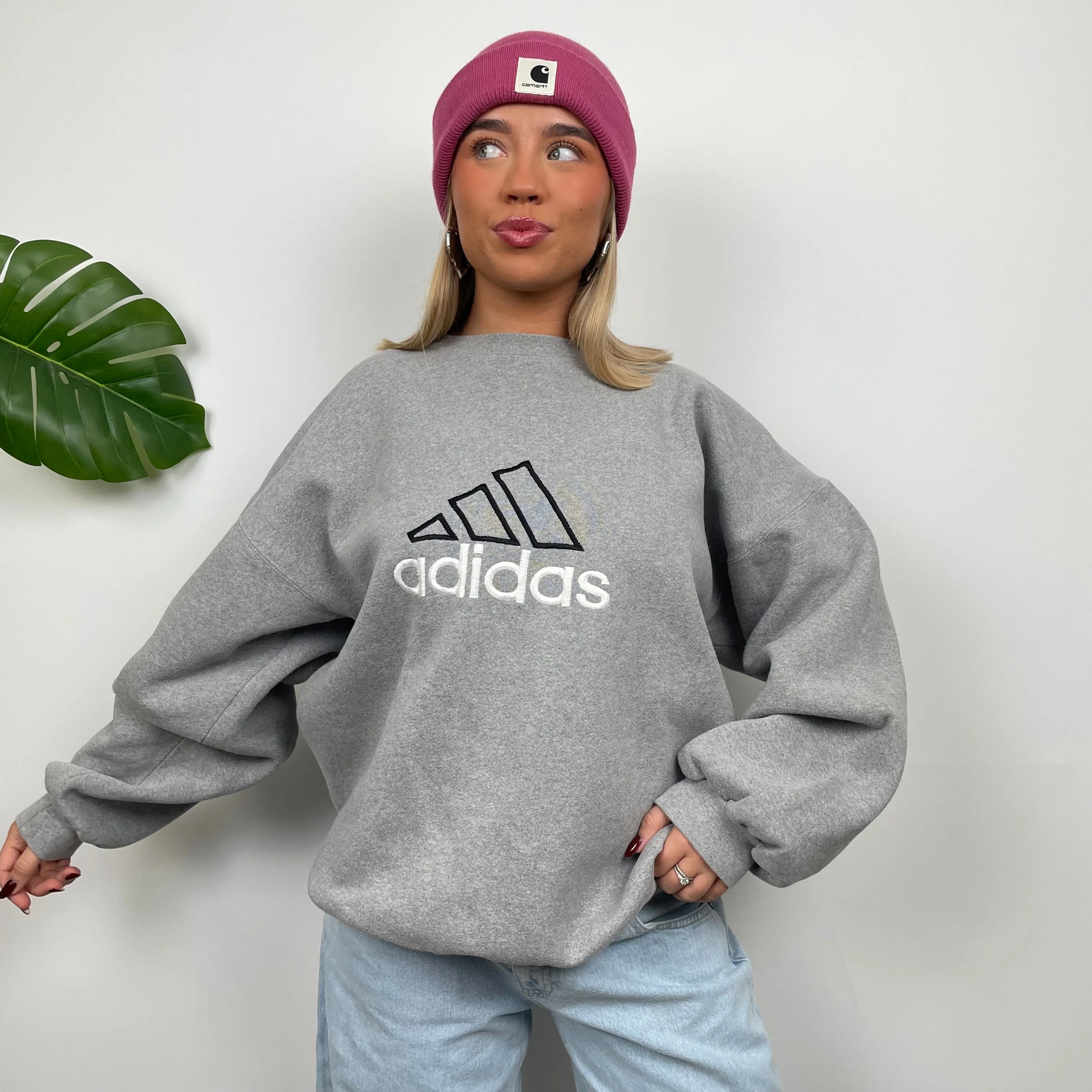 Adidas RARE Grey Embroidered Spell Out Sweatshirt (L) - Image 4