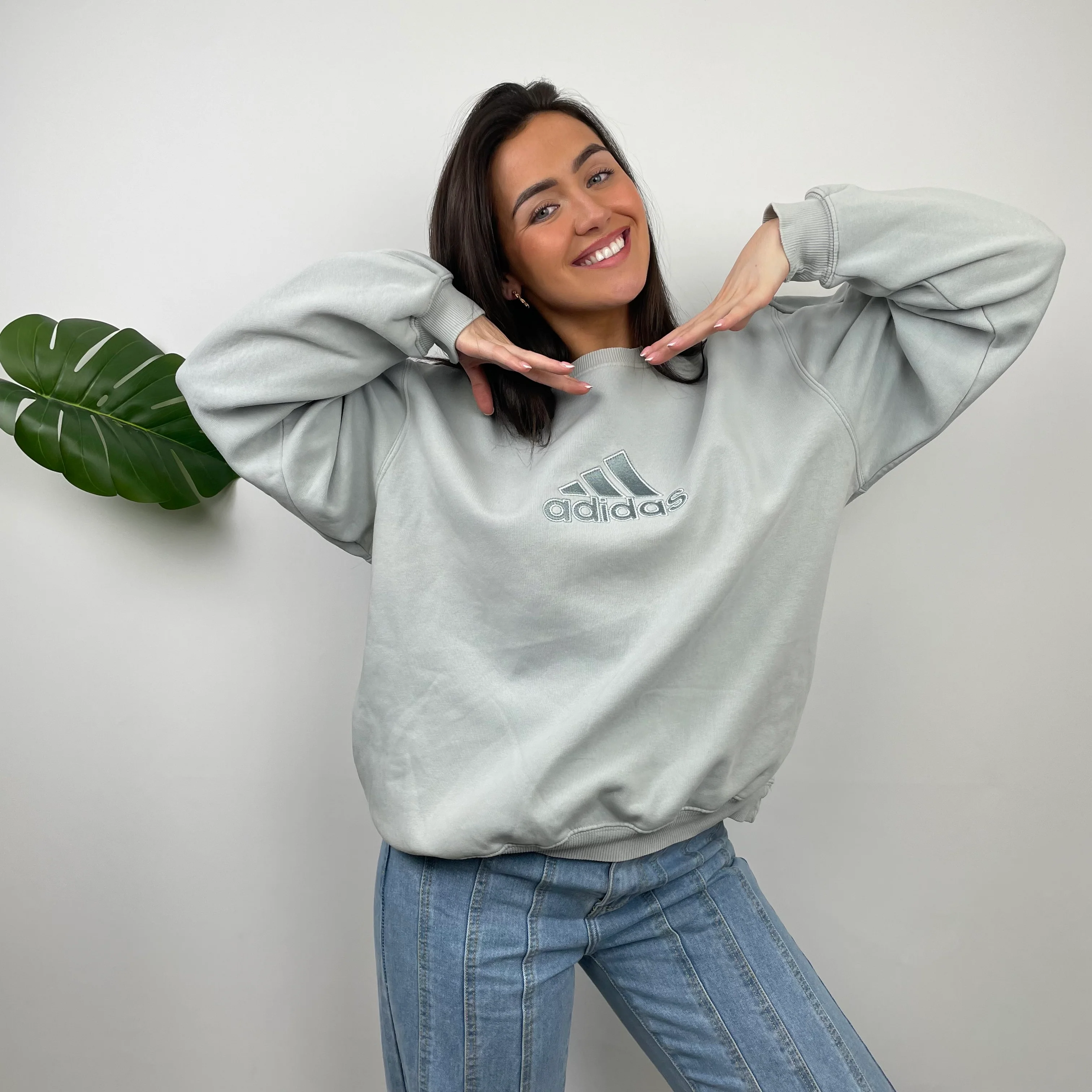 Adidas RARE Icy Baby Blue Embroidered Spell Out Sweatshirt (M) - Image 3