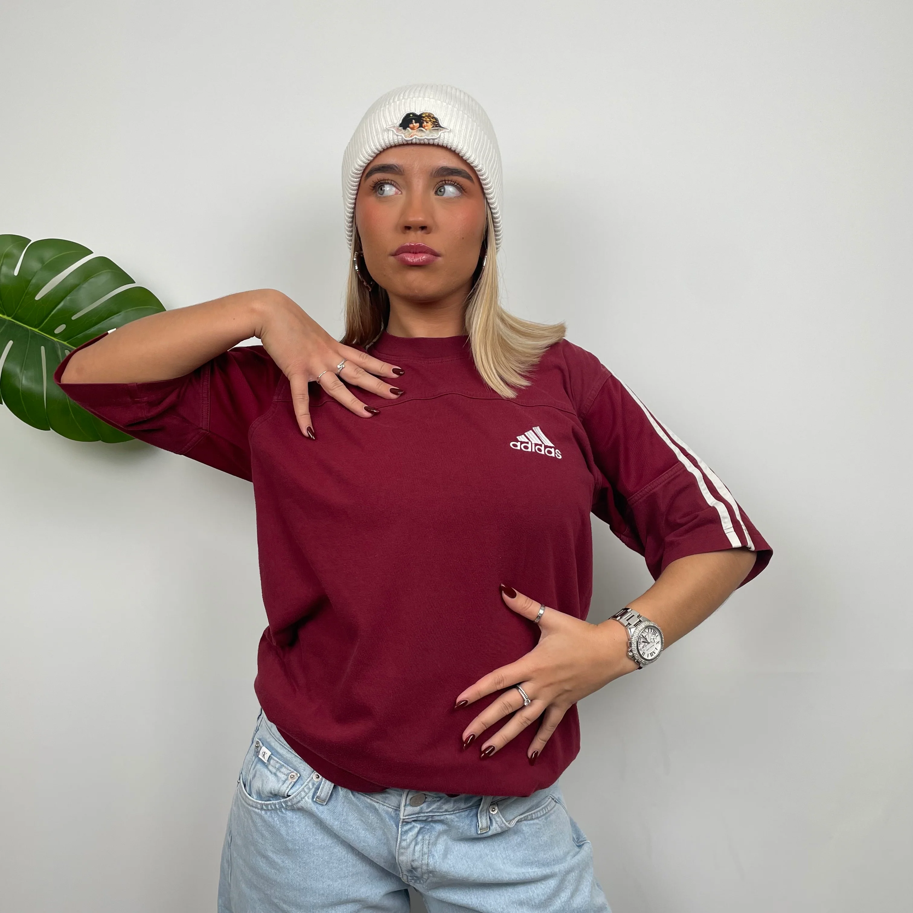 Adidas RARE Maroon Spell Out T Shirt (M) - Image 3