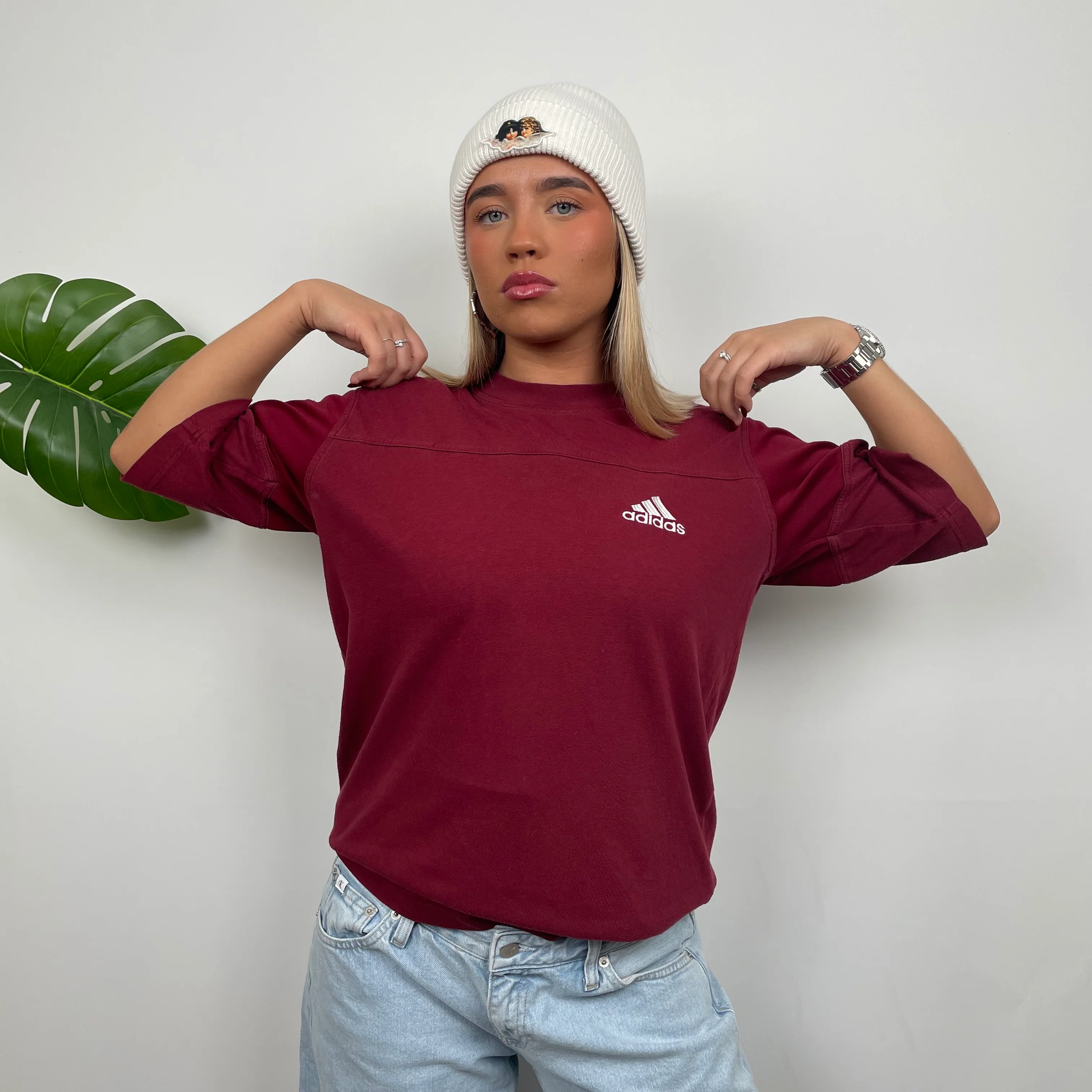 Adidas RARE Maroon Spell Out T Shirt (M) - Image 4