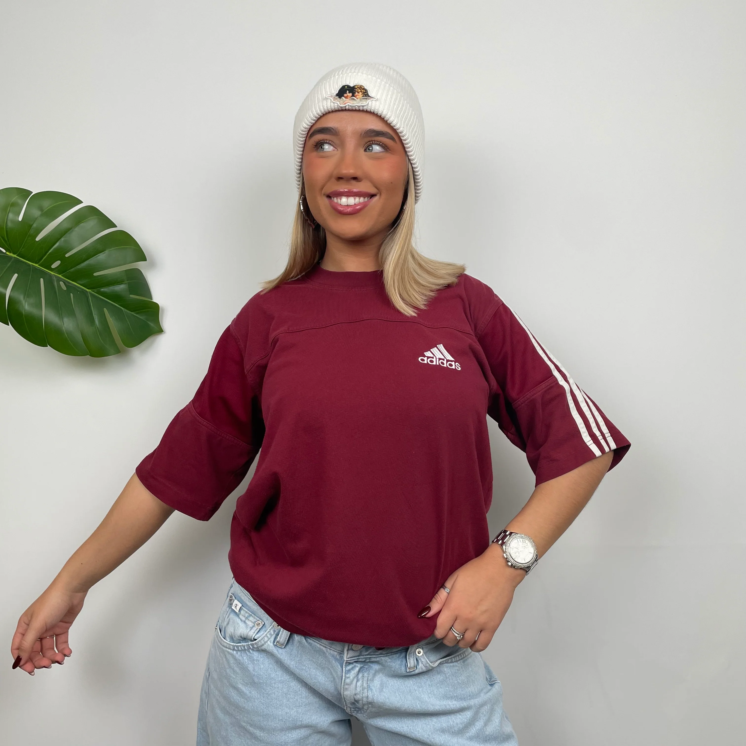 Adidas RARE Maroon Spell Out T Shirt (M) - Image 5