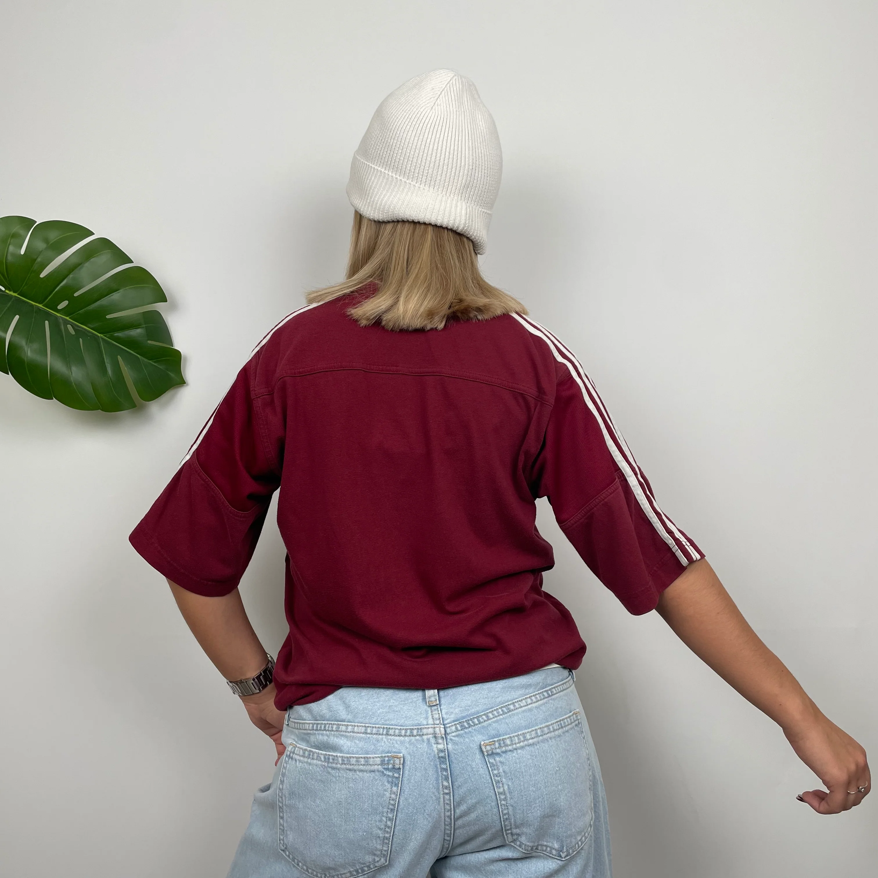 Adidas RARE Maroon Spell Out T Shirt (M) - Image 6