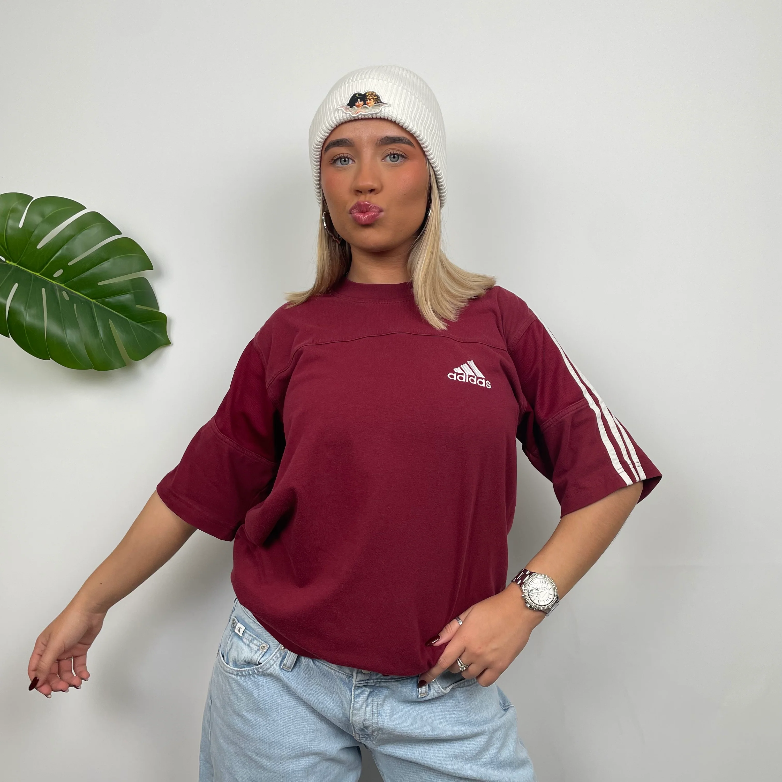 Adidas RARE Maroon Spell Out T Shirt (M) - Image 7