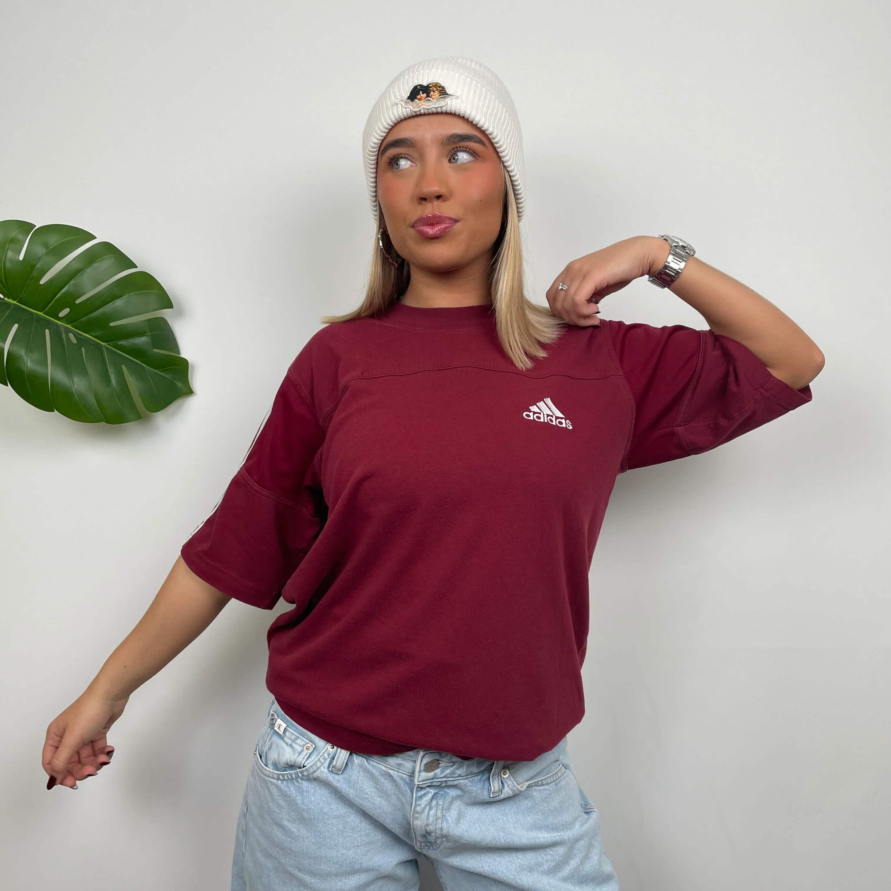 Adidas RARE Maroon Spell Out T Shirt (M) - Image 9