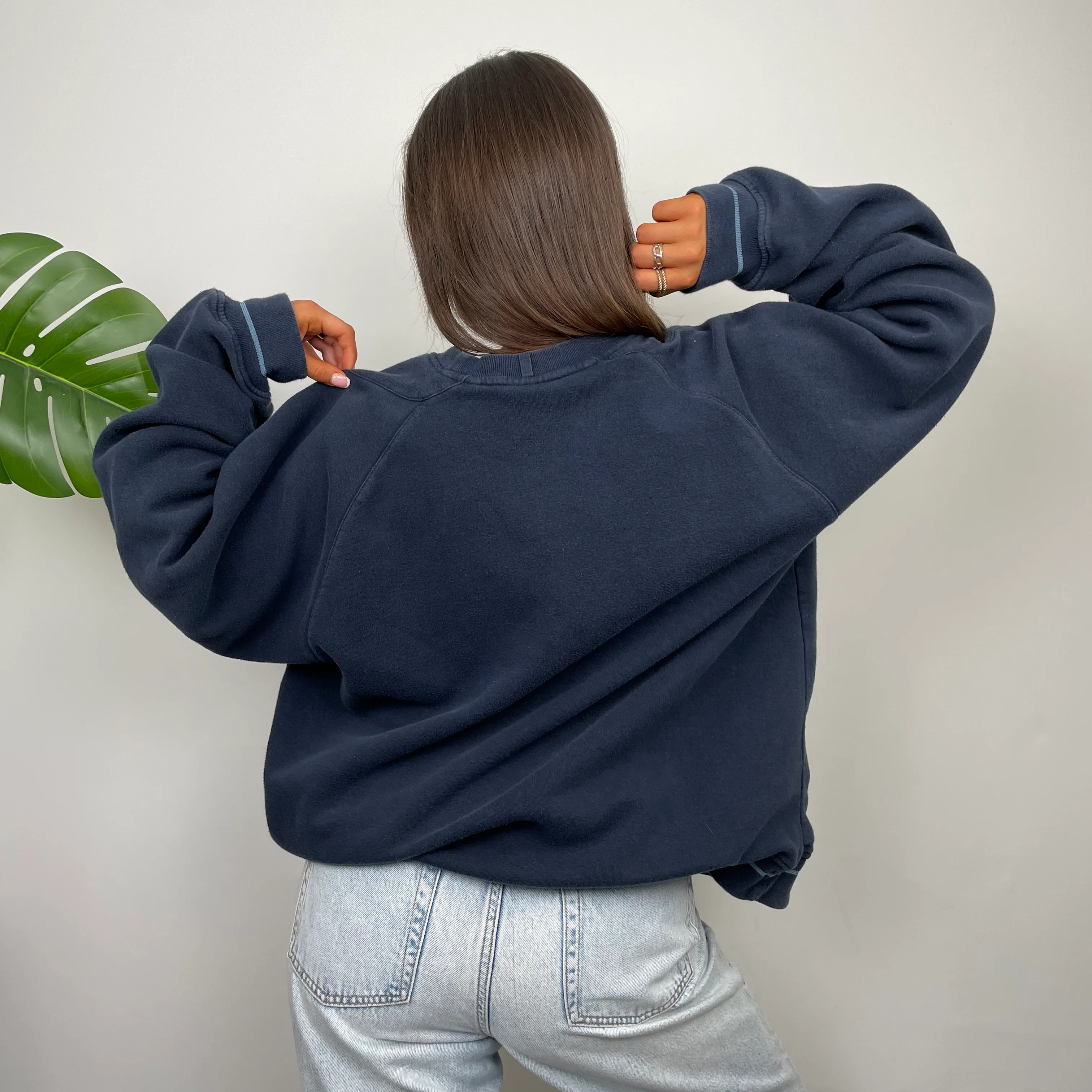 Adidas RARE Navy Embroidered Spell Out Sweatshirt (M) - Image 6