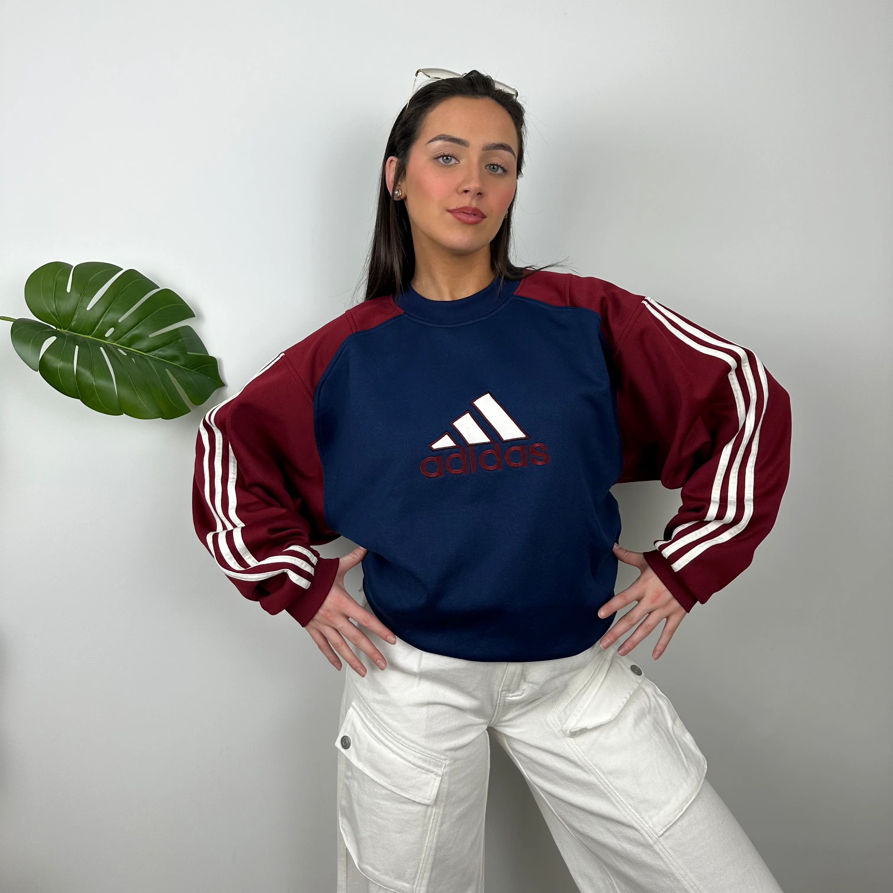 Adidas RARE Red and Navy Embroidered Spell Out Sweatshirt (L) - Image 2