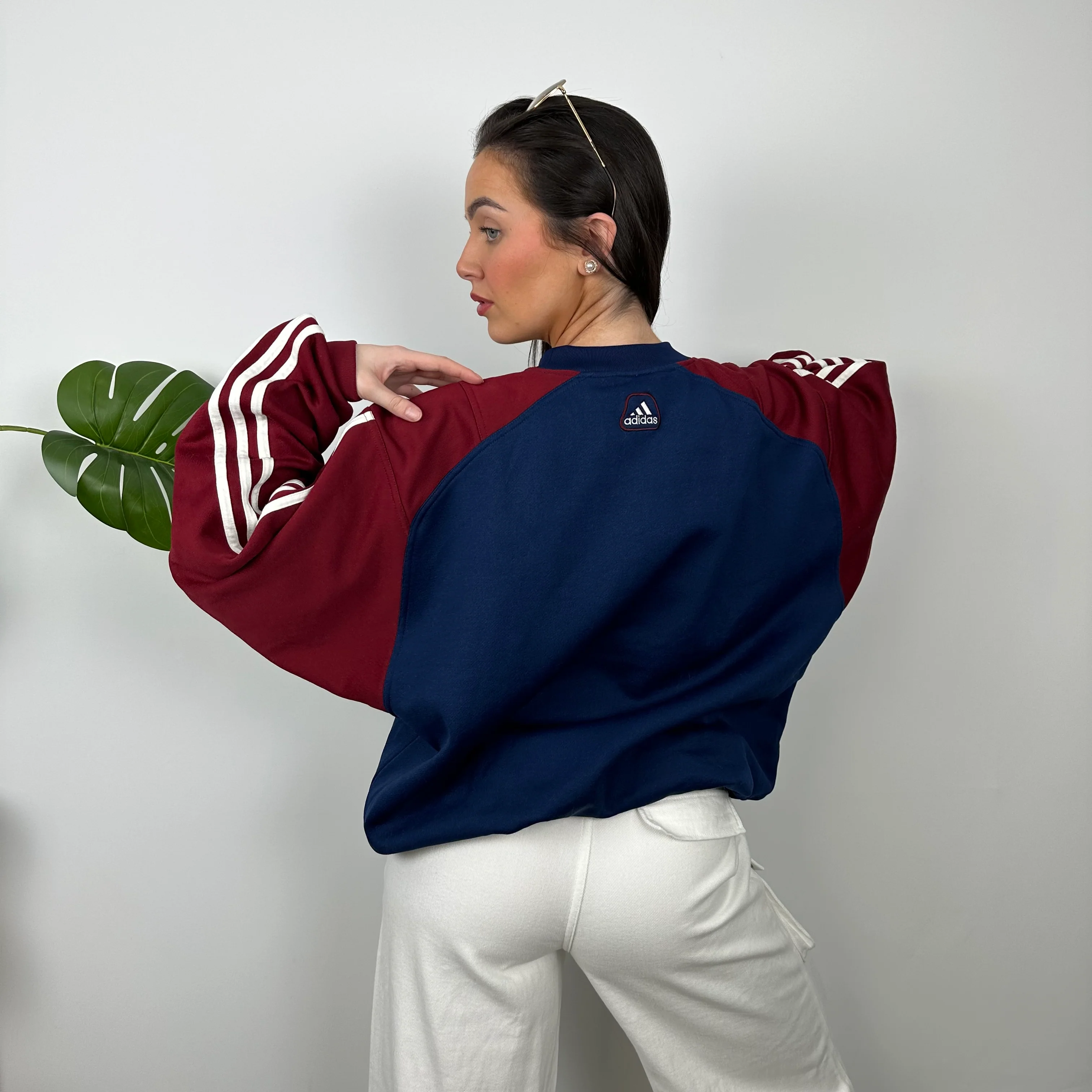 Adidas RARE Red and Navy Embroidered Spell Out Sweatshirt (L) - Image 4