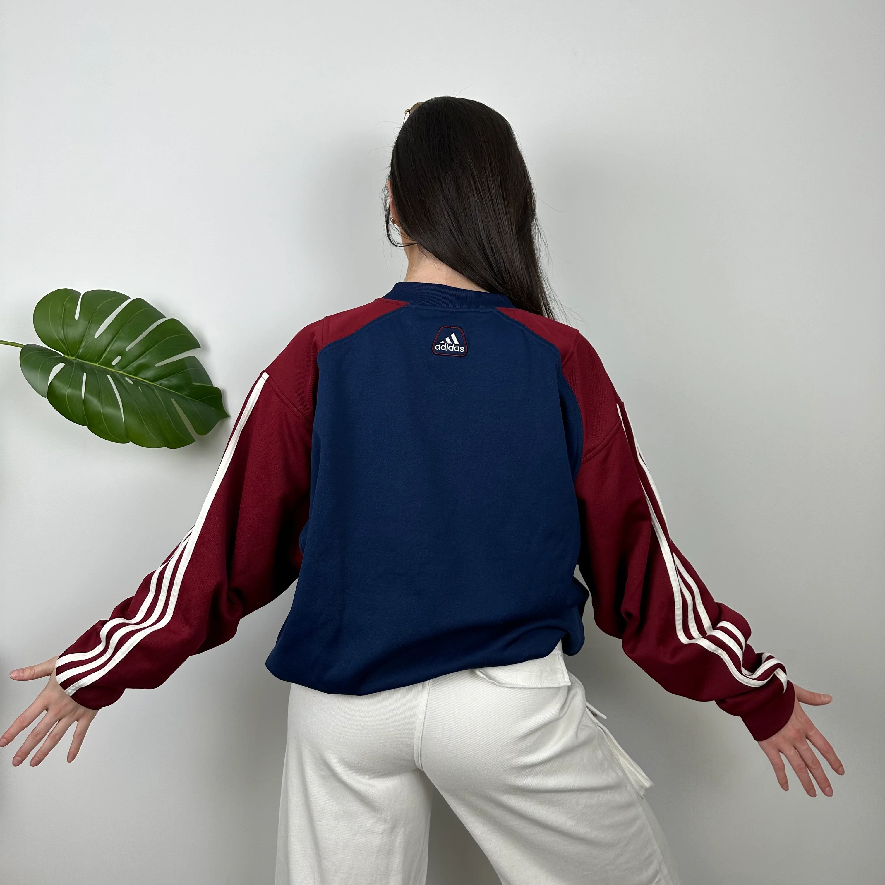 Adidas RARE Red and Navy Embroidered Spell Out Sweatshirt (L) - Image 6