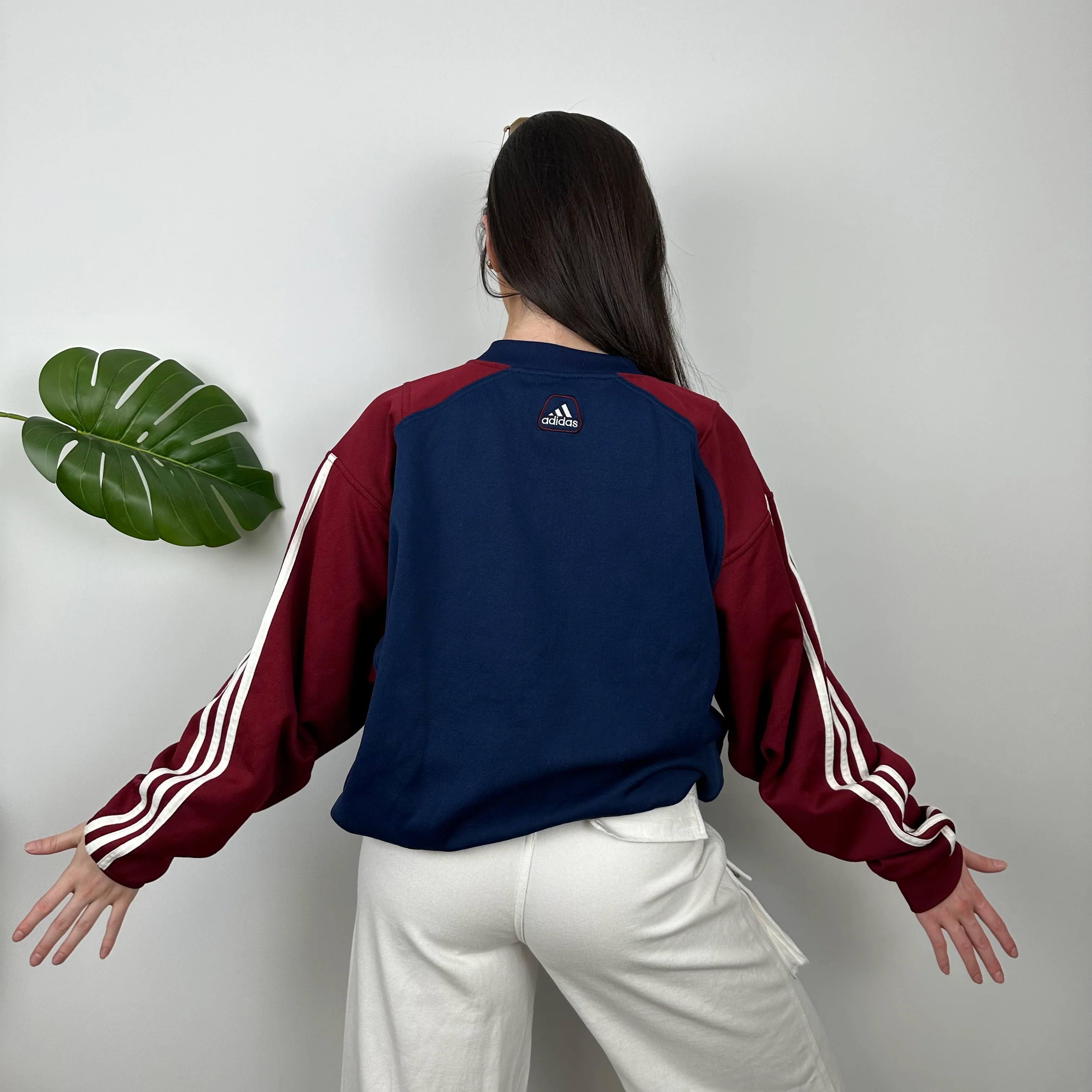Adidas RARE Red and Navy Embroidered Spell Out Sweatshirt (L) - Image 8
