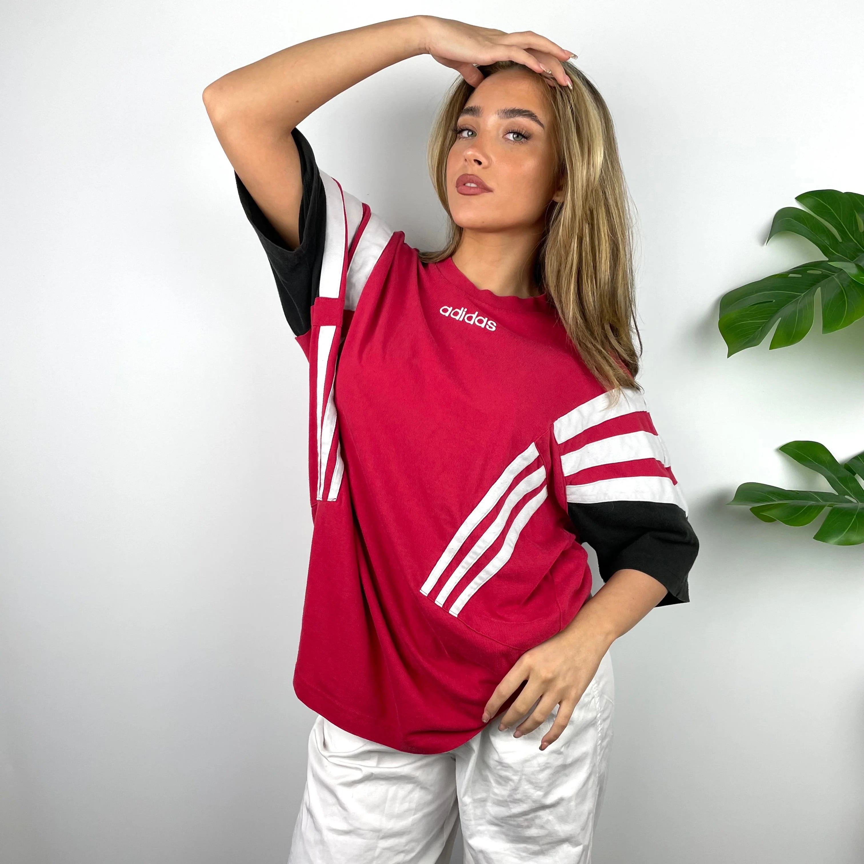 Adidas RARE Red Embroidered Spell Out T Shirt (XL) - Image 2