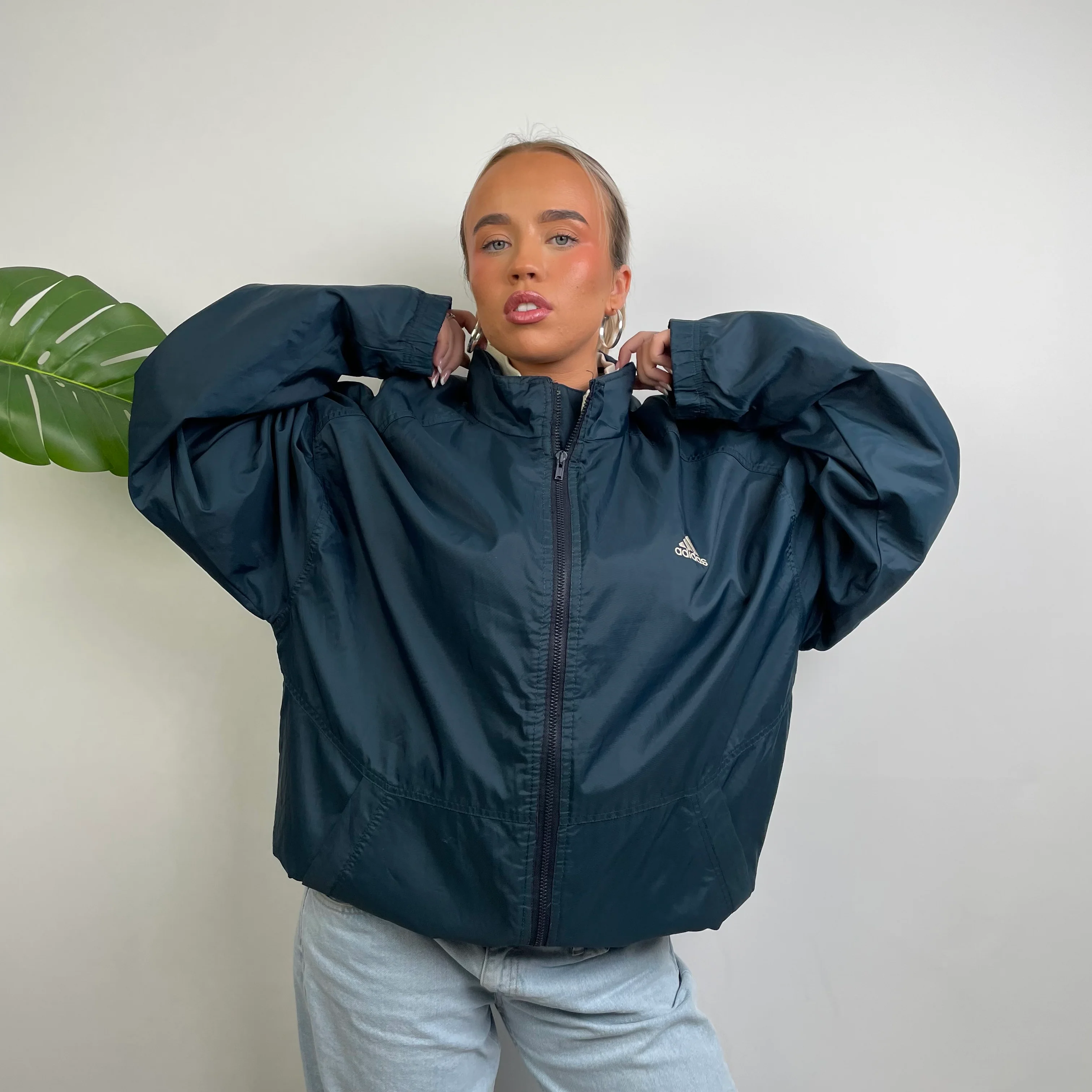 Adidas RARE Turquoise Embroidered Spell Out Padded Jacket (XL) - Image 2
