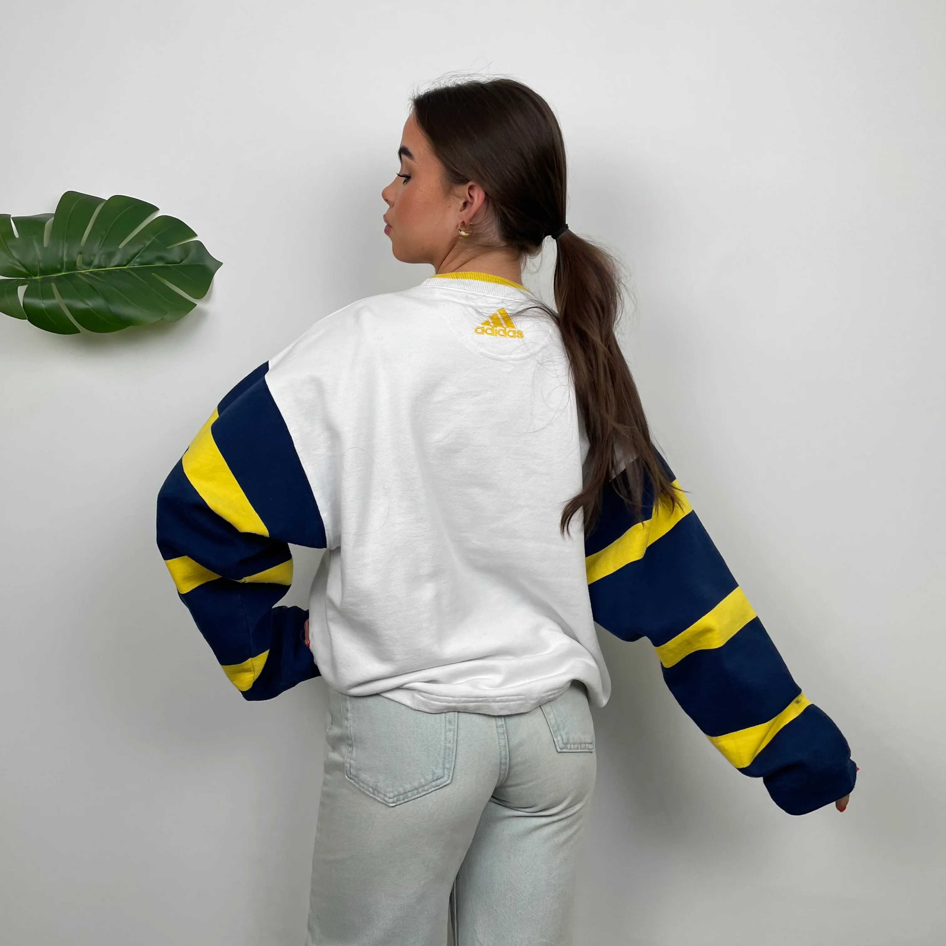 Adidas RARE White Embroidered Logo Sweatshirt (M) - Image 6