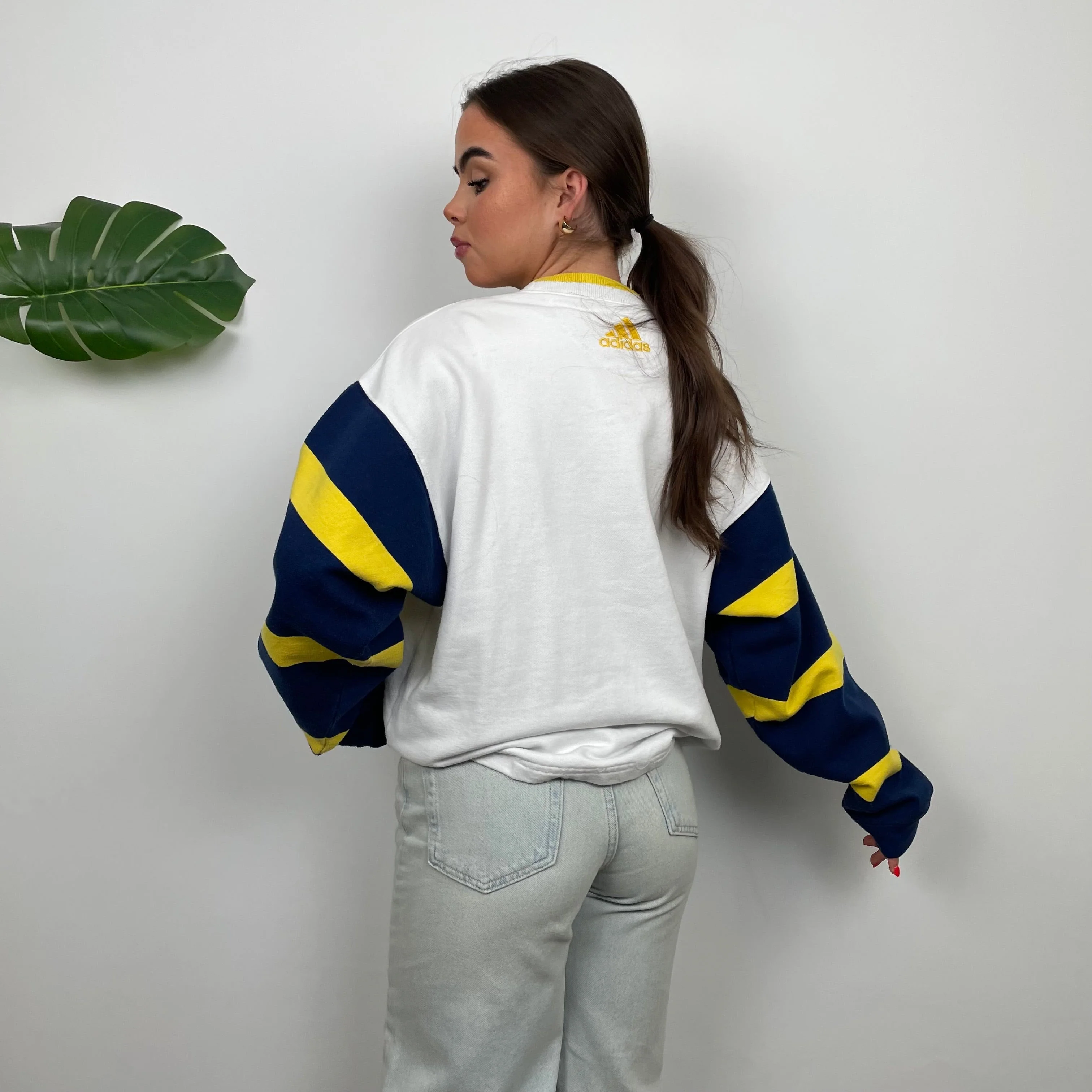 Adidas RARE White Embroidered Logo Sweatshirt (M) - Image 4